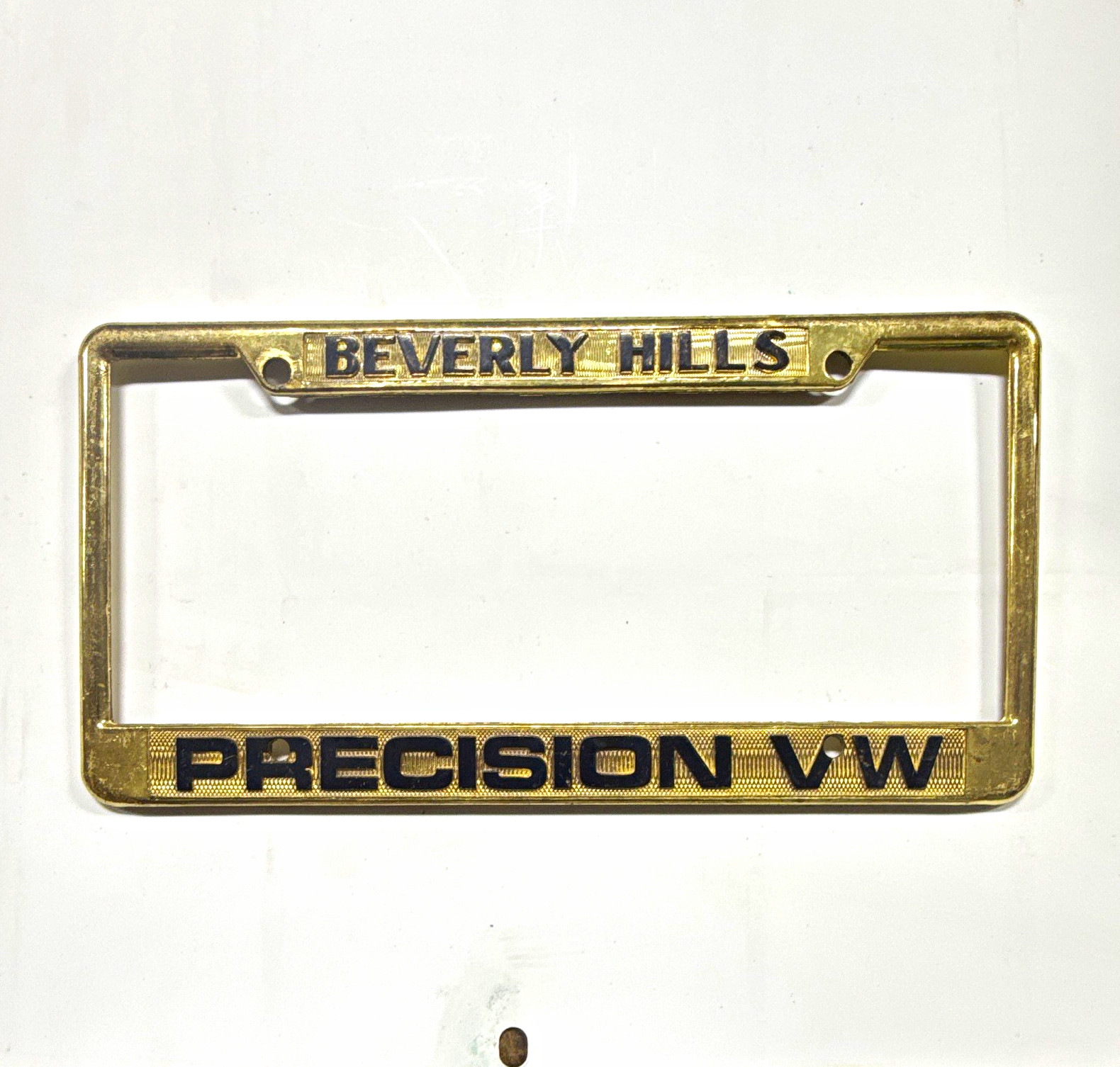 Beverly Hills Precision VW Metal License Plate Frame Gold Tone
