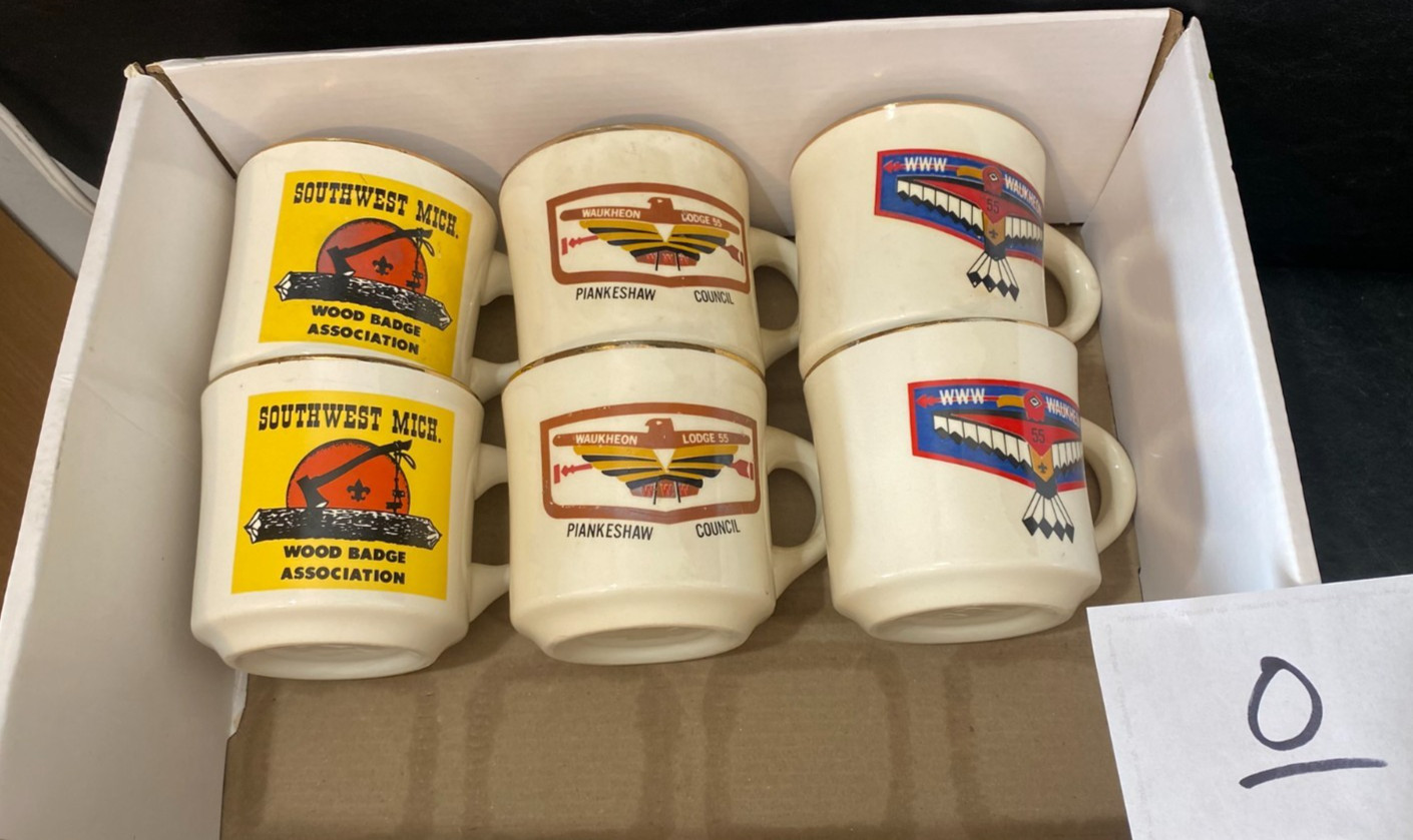 vintage Boy Scout Mug lot of 6 Wood Badge Piankeshaw www waukheon #55