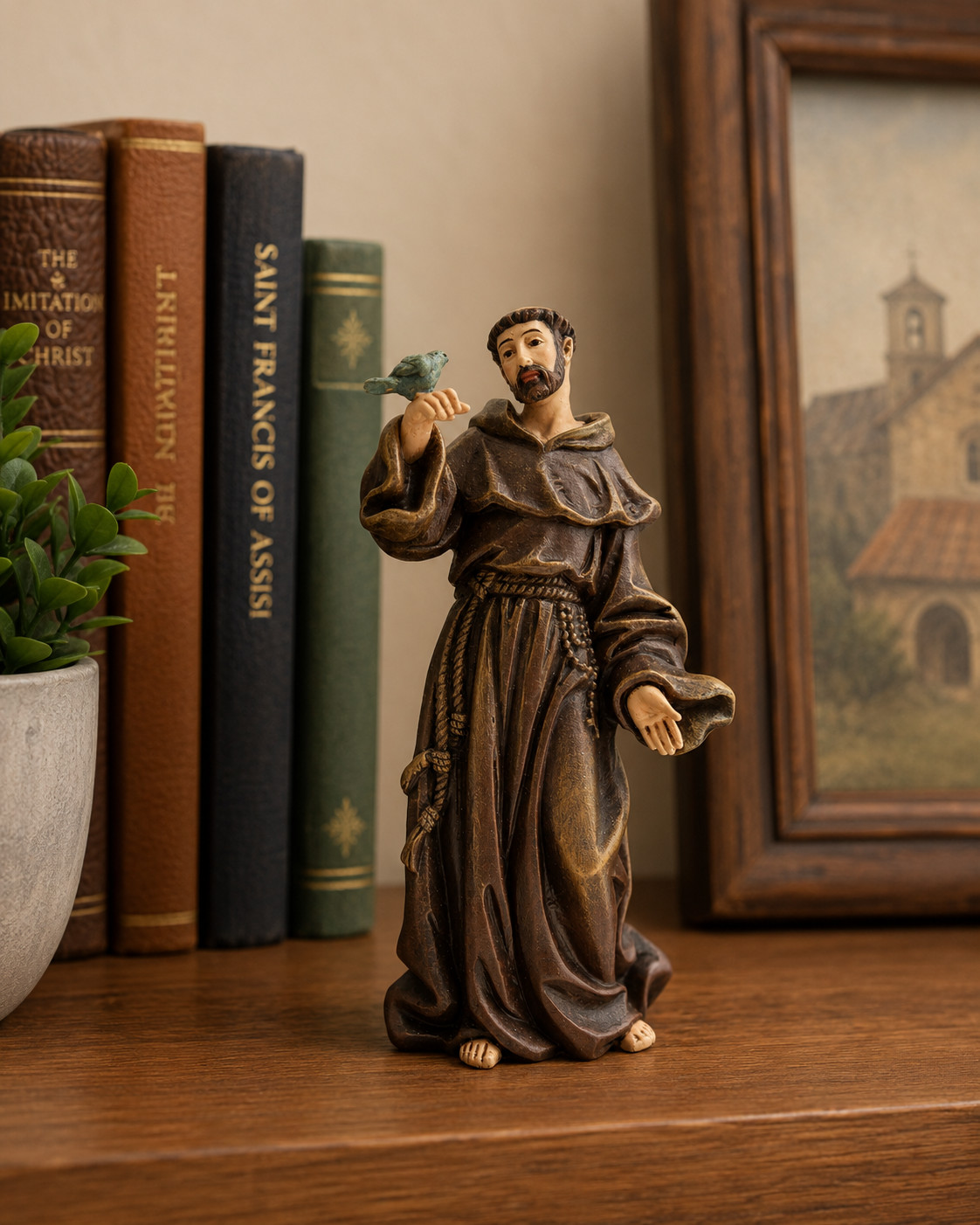 Avalon Gallery Saint Francis of Assisi With Bird Resin Statue Home Decor 4\