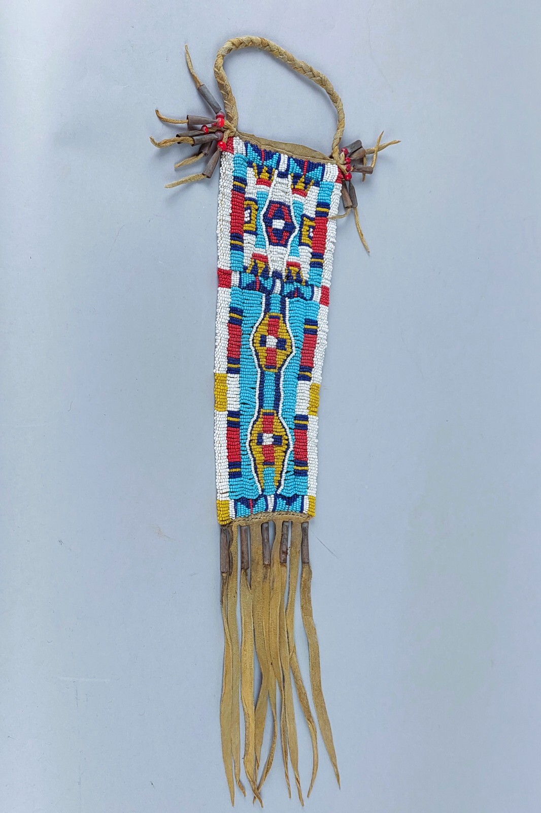 Antique Native American American Crow Wet Stone Case / Pouch; Late 1880s-1910