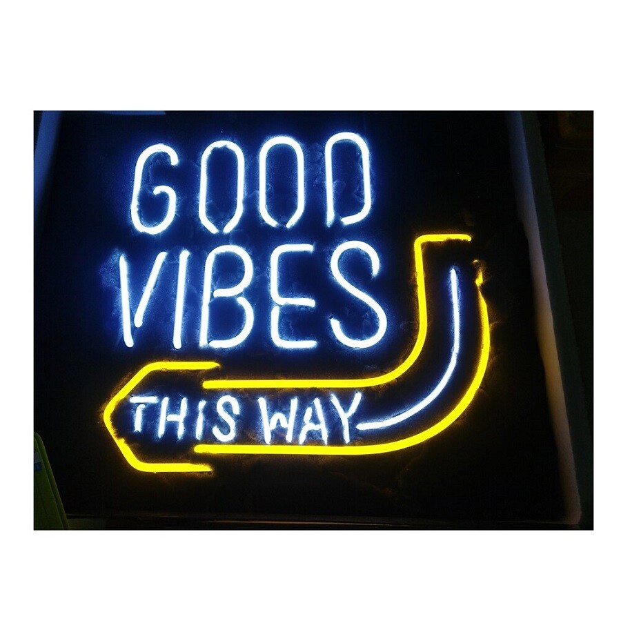 New Good Vibes This Way Arrow Neon Sign Light Lamp Workshop Decor YU 24