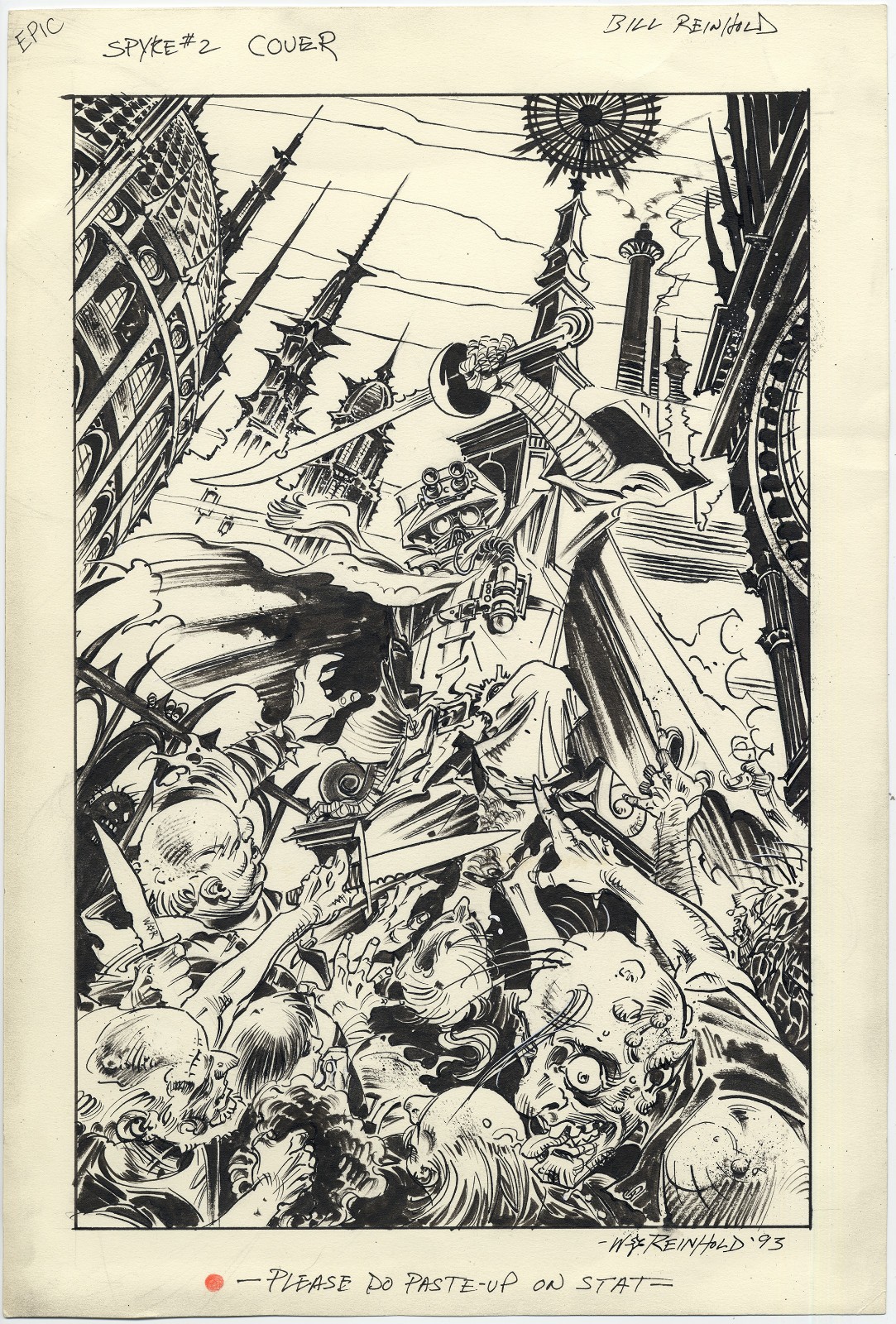 Spyke#2 COVER 1993 Epic/Marvel Comics Art by BILL REINHOLD Writer Mike Baron
