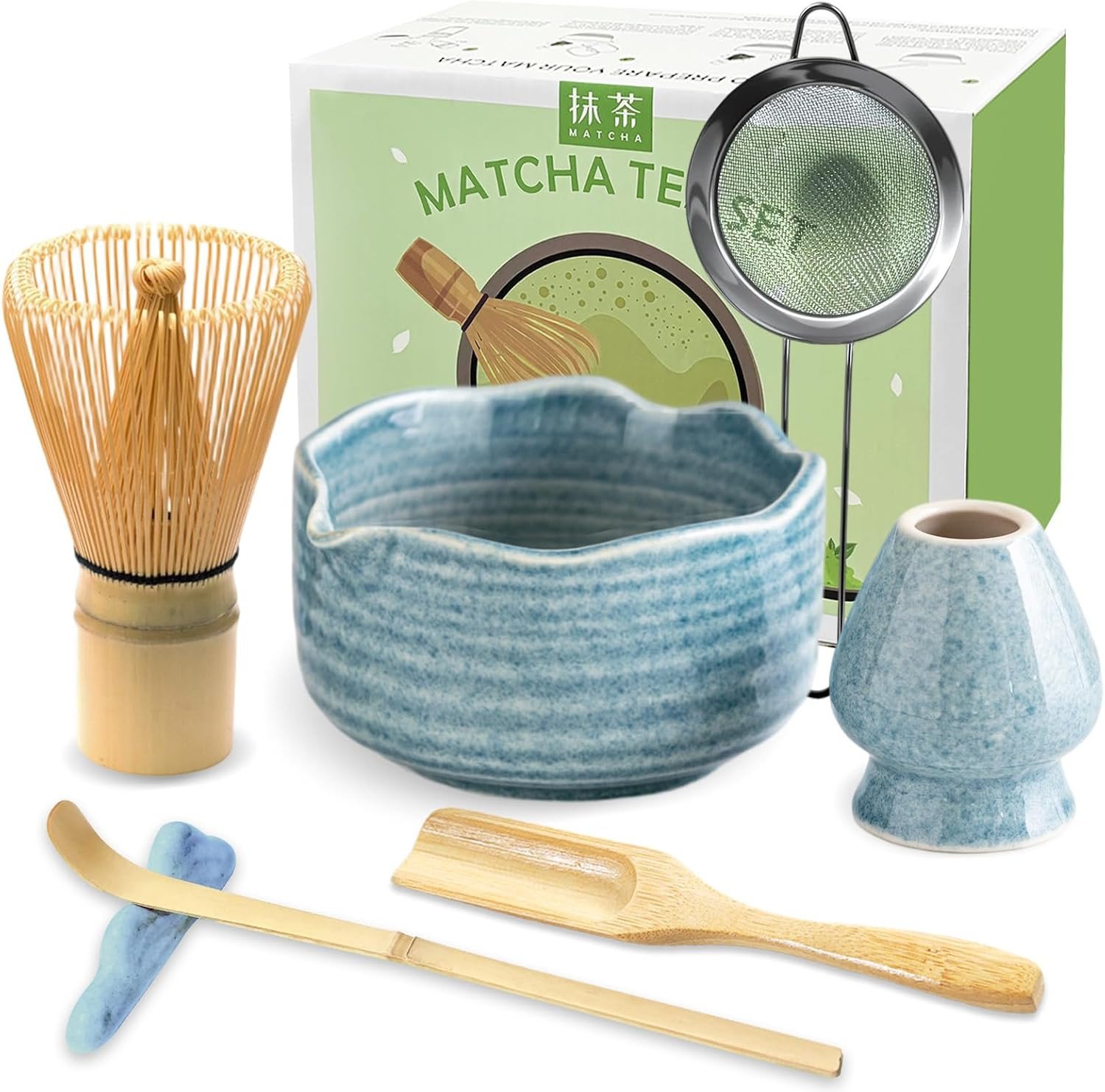 Matcha Set with 17Oz Ceramic Bowl, Bamboo Whisk, 7PCS Matcha Whisk Set Matcha Set with 17Oz Ceramic Bowl, Bamboo Whisk, 7PCS Matcha Whisk Set