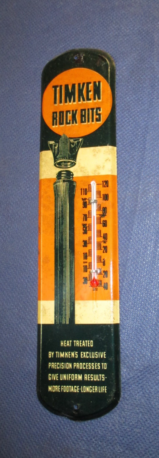 Vintage TIMKEN ROCK BITS Thermometer Die-Cut Sign Awesome Colors ~ WOW ~ LQQK