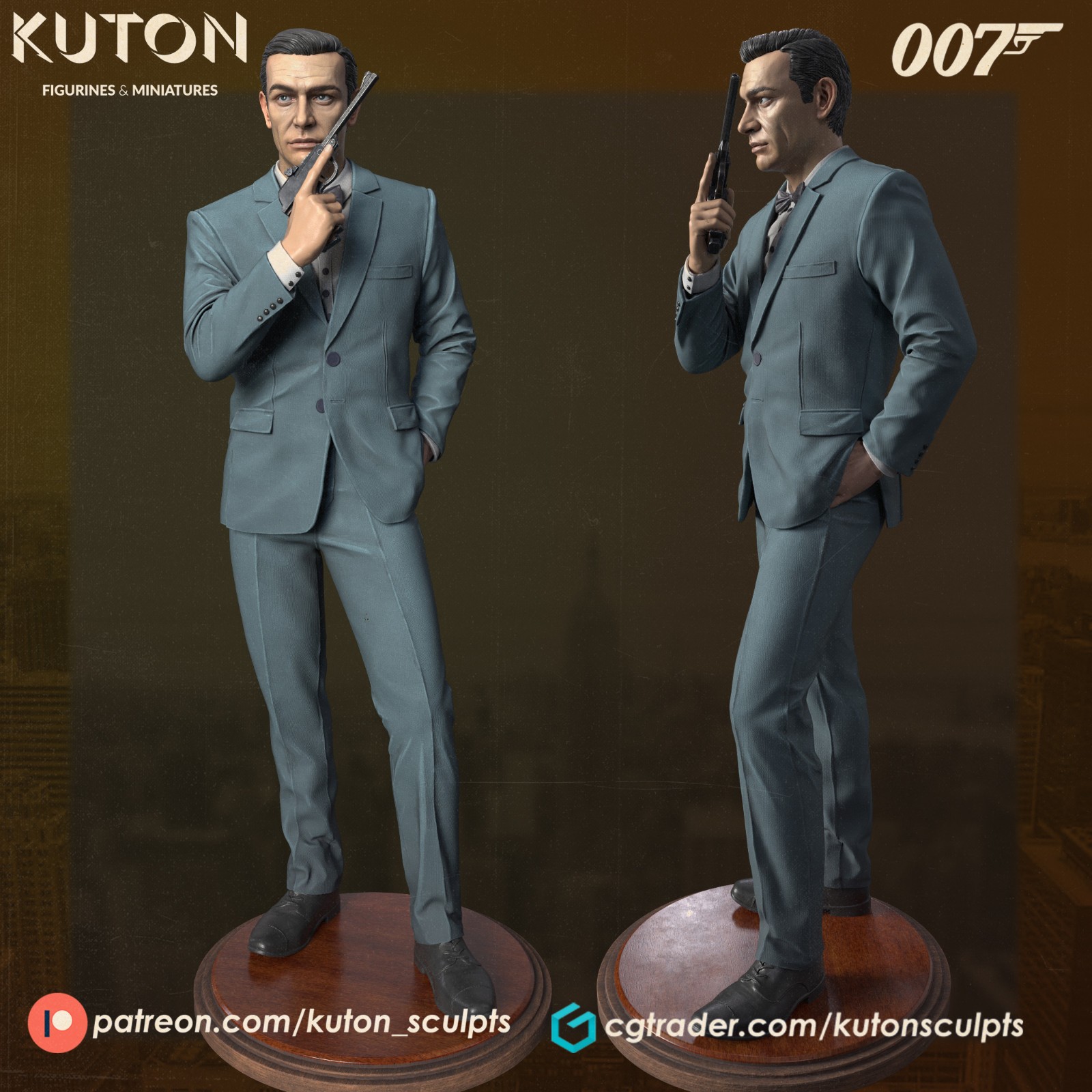 007 Sean Connery 220mm Hand Painted Collectible Display Model Figure