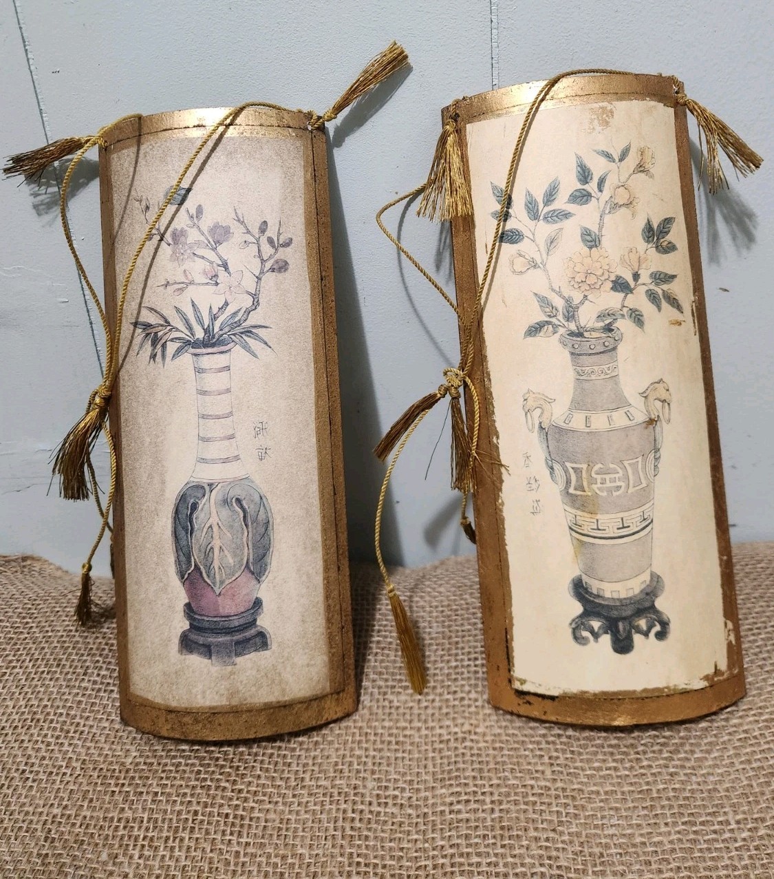 Pr (2)  Vtg  Guild craft FLORENTINE  type  Gold Wall Plaques