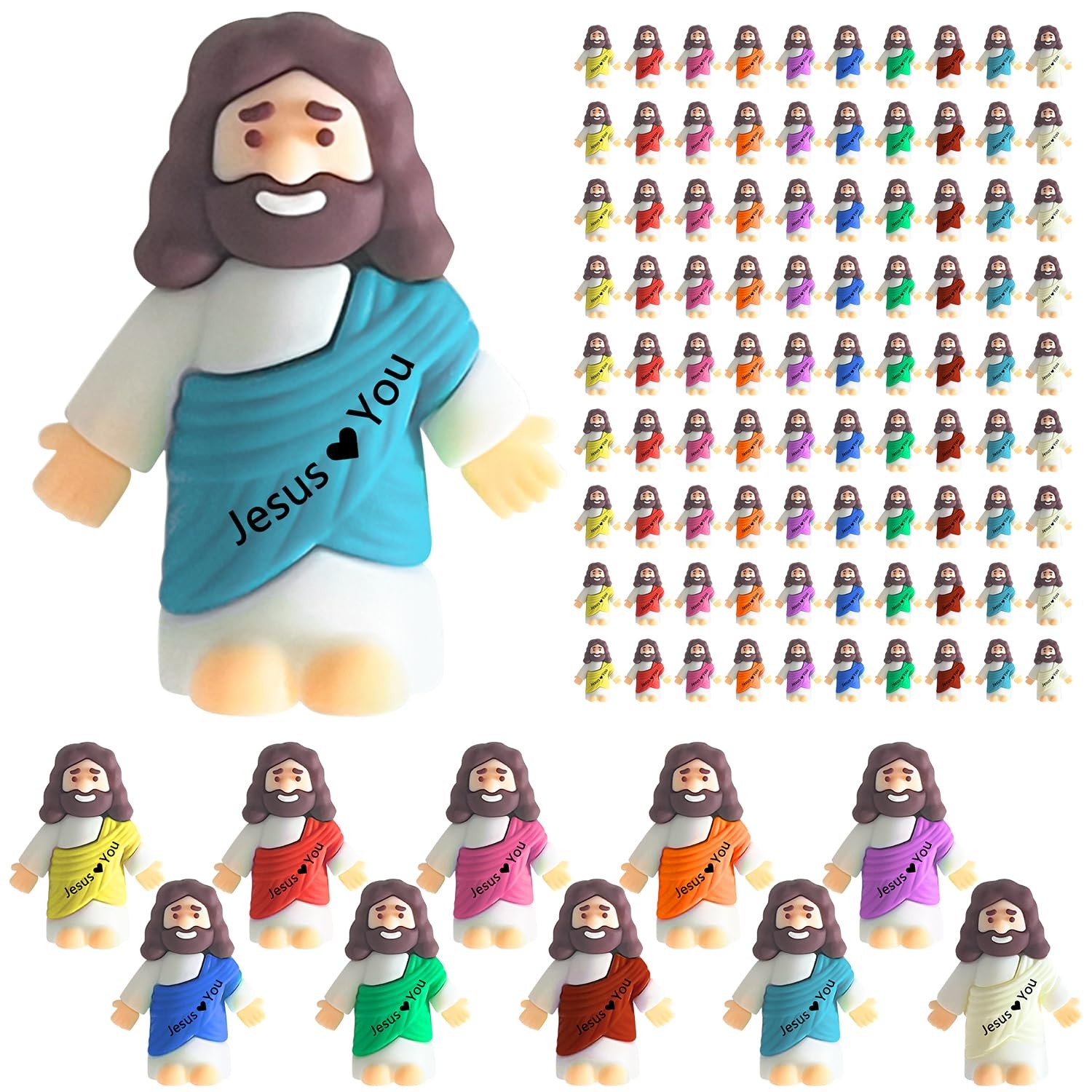 Dileed 100 PCS Little Jesus Figures, Mini Jesus Figurines Bulk, Tiny Jesus Love