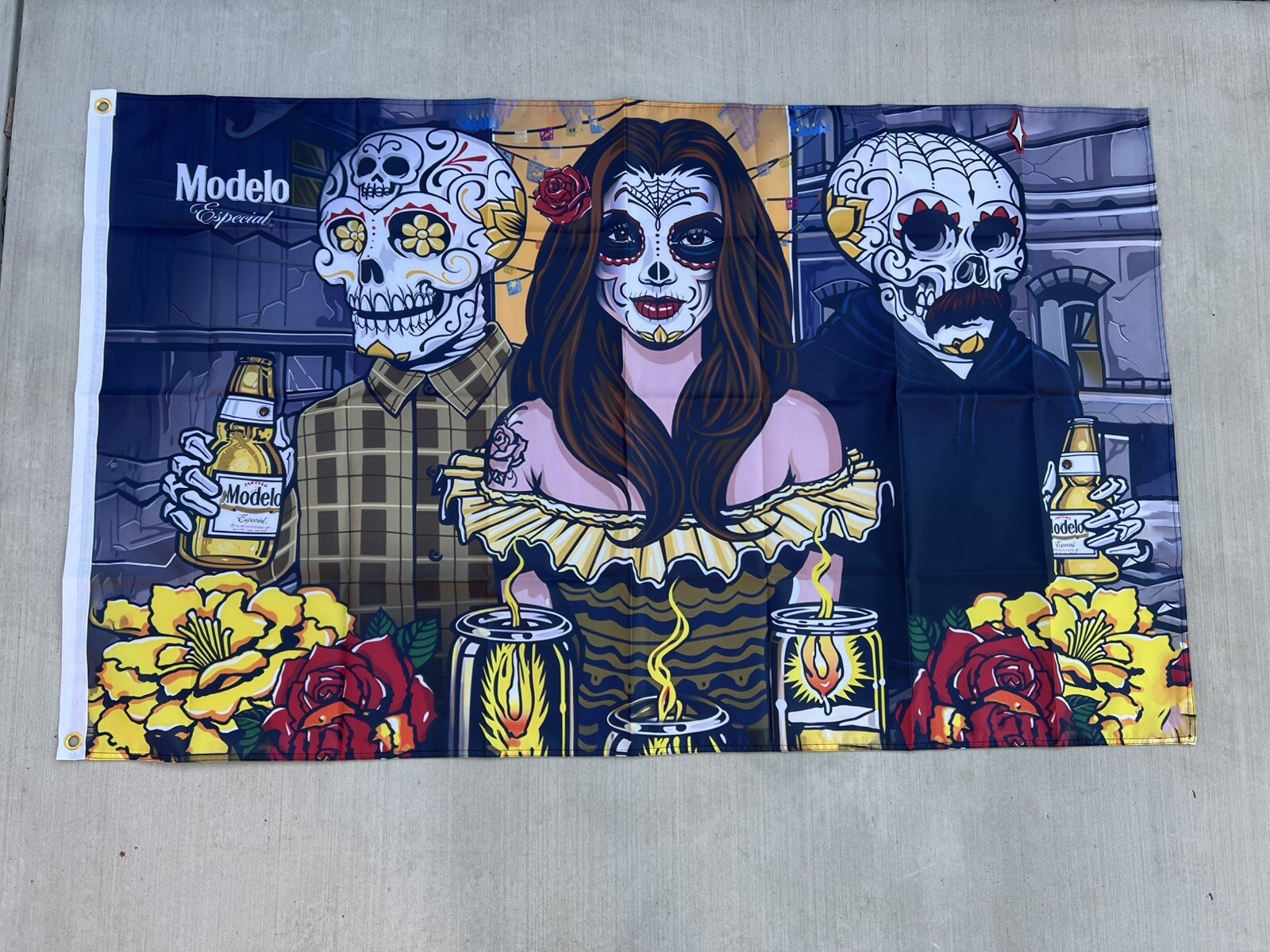 Modelo Especial Beer 3x5 Ft Flag Banner Cerveza Bar Man Cave Mr Cartoon Day Dead
