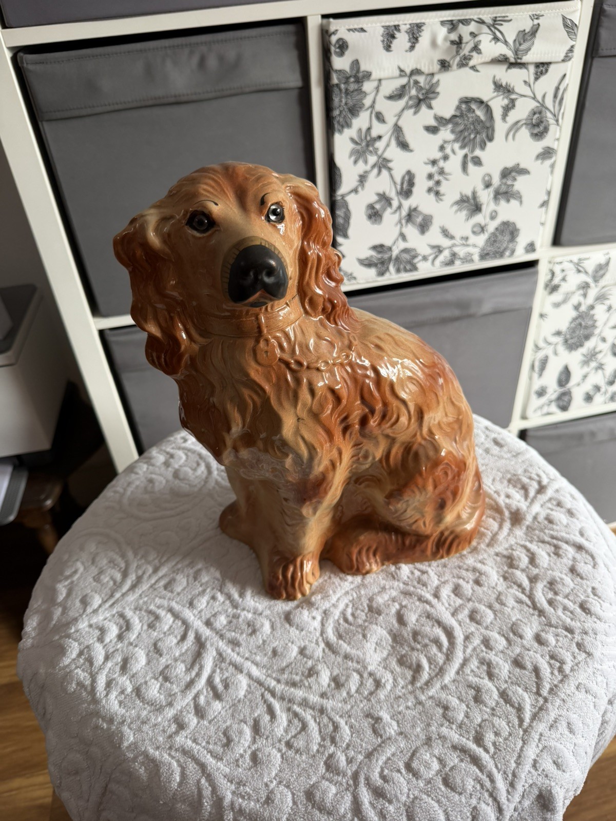 Staffordshire Pottery Large Spaniel Dog Figurine 12\