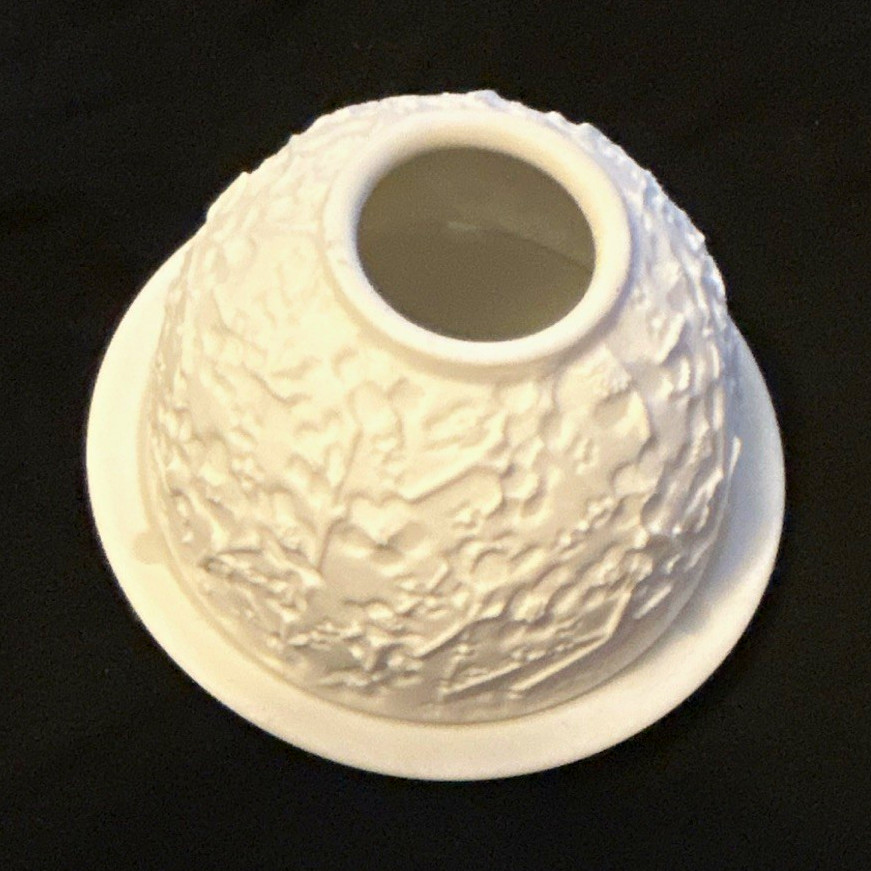 Bernardaud Limoges Lithophane Porcelain Bowl w/ Underplate Cherry Blossom