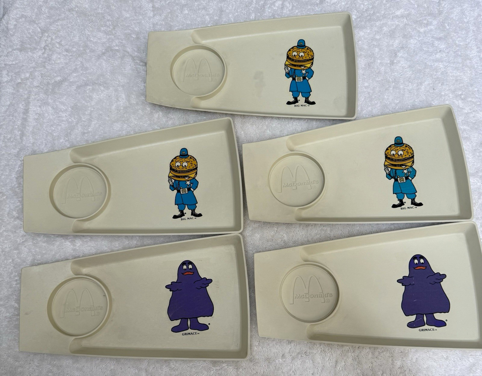 lot of 5 Vintage 1970\'s McDonald\'s Grimace & Hamburglar Big Mac  Trays