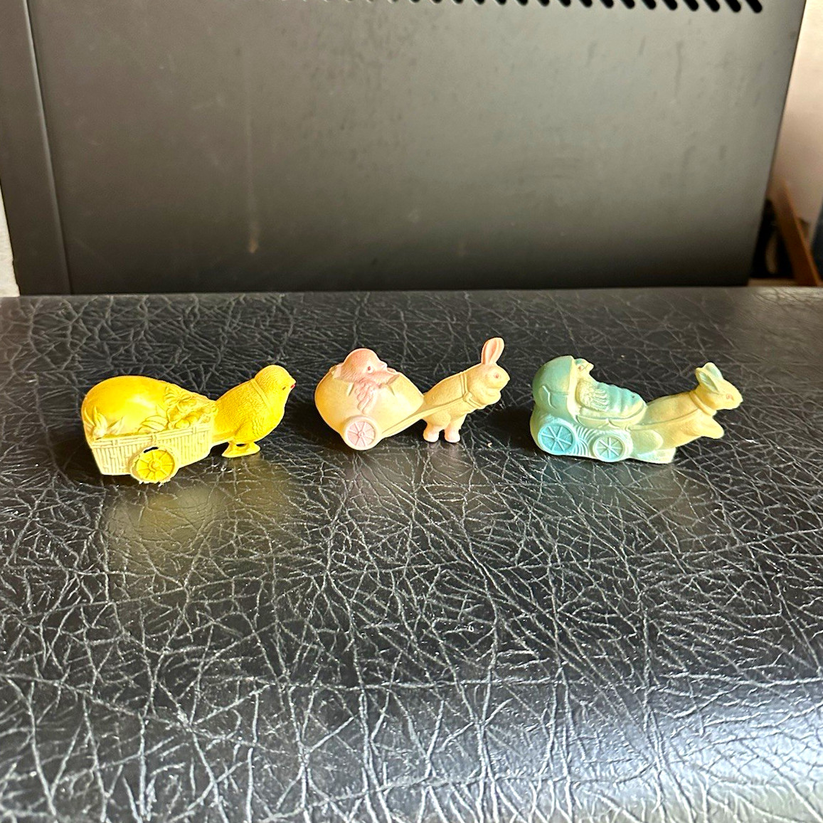 Lot of 3 Antique Celluloid Easter Bunny Easter Chick Toys/Decorations 