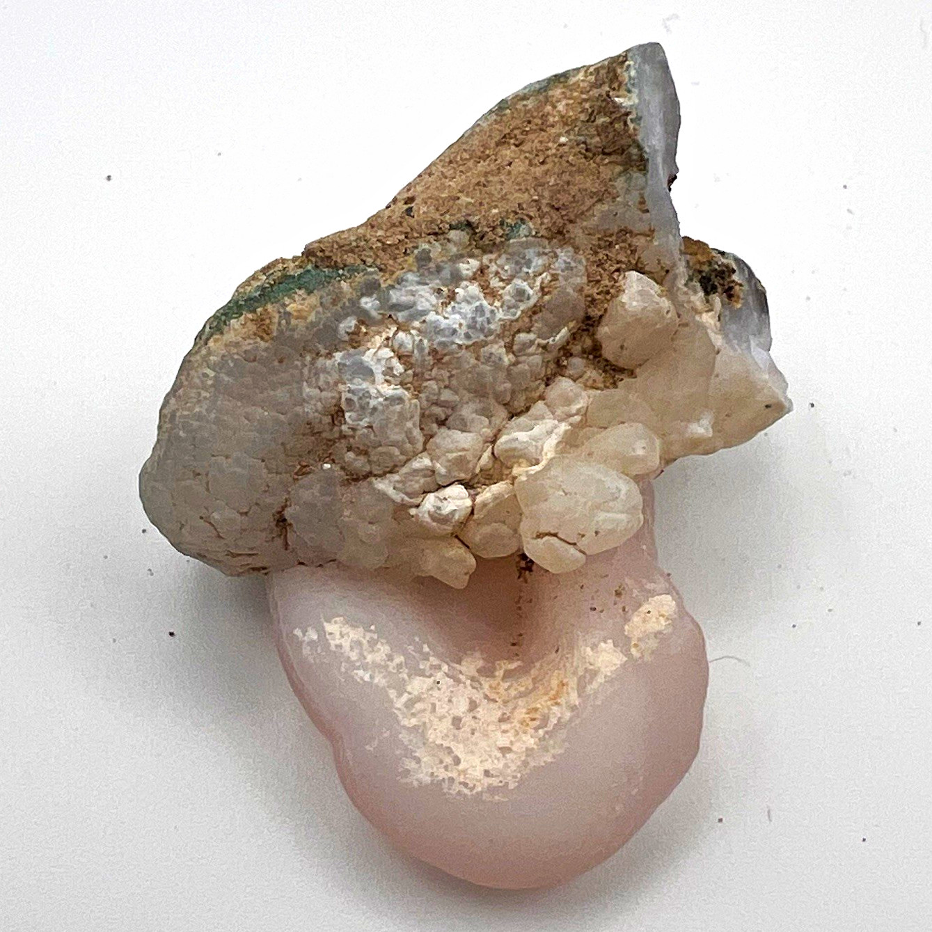 Pink Botryoidal Chalcedony Mineral Specimen on Matrix Natural 12g