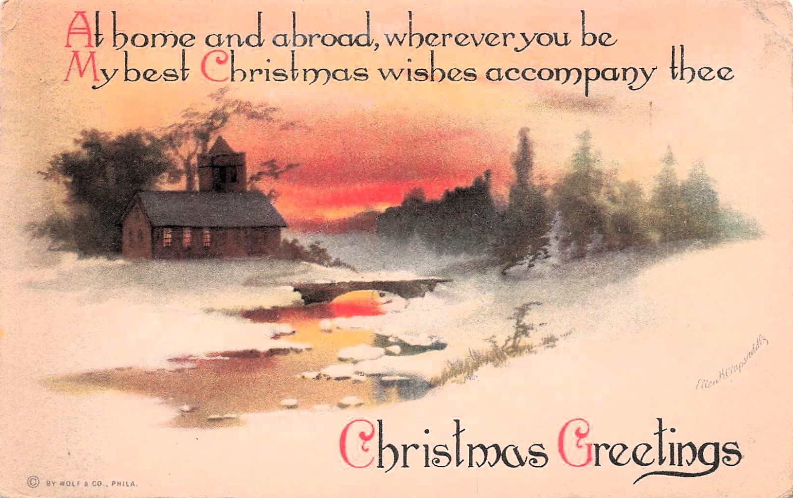 Soldier Mail Christmas Clapsaddle Military Camp Fort Meade Maryland Postcard 3A