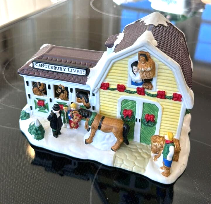 RARE 2000 Victorian Village Christmas Canterbury Livery Barn Perfect