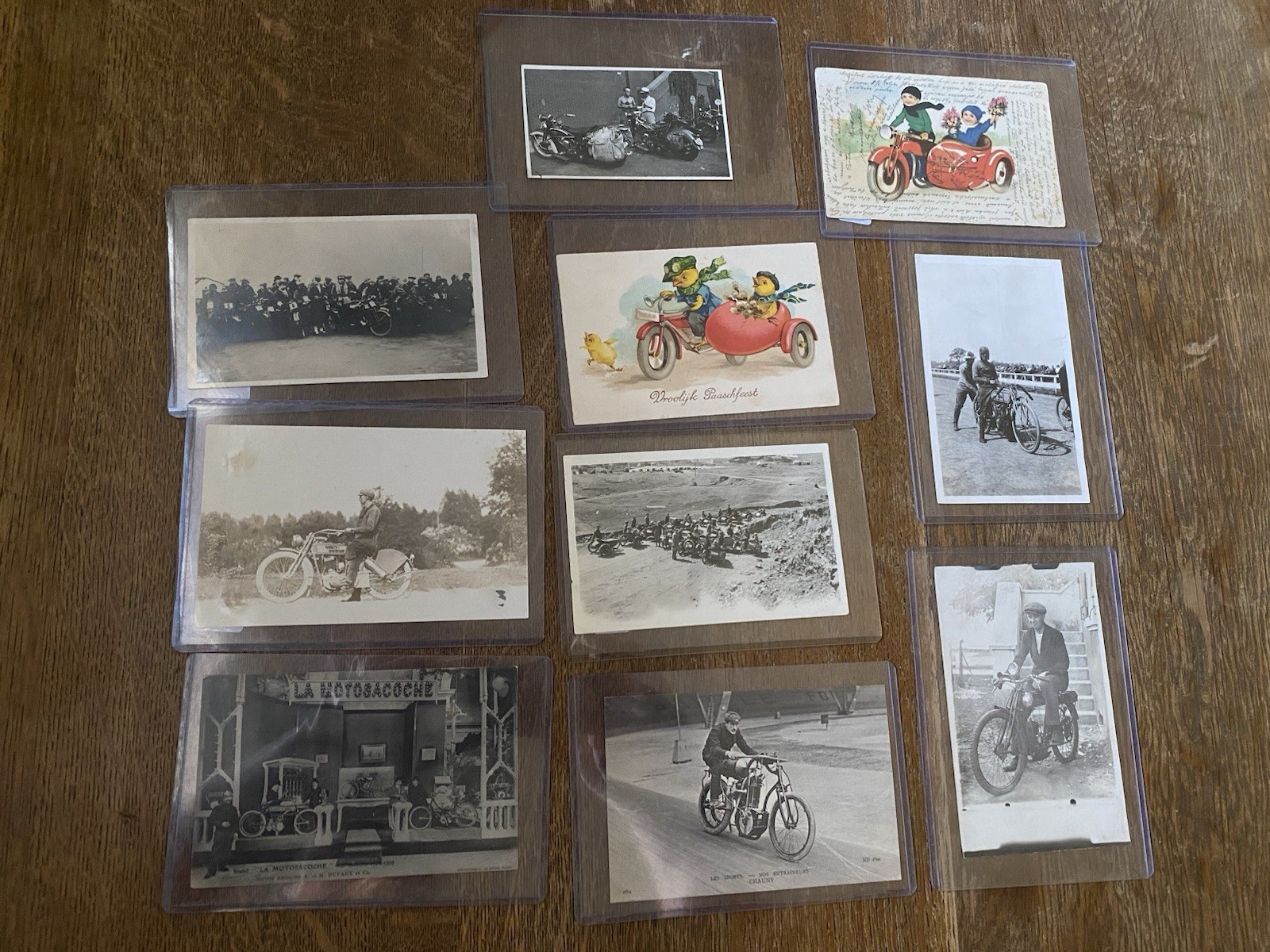 07: Lot of Ten Antique Motorcycle Related Images Vintage Photos Postcards RPPC