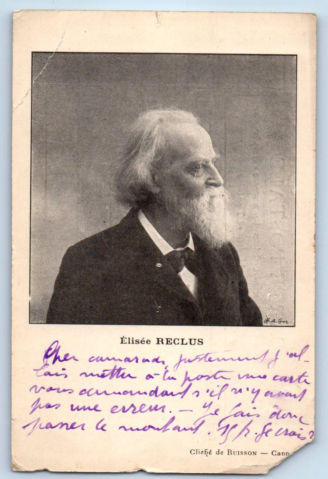 c1910\'s Elisee Reclus French Geographer Anarchist Portrait Antique Postcard