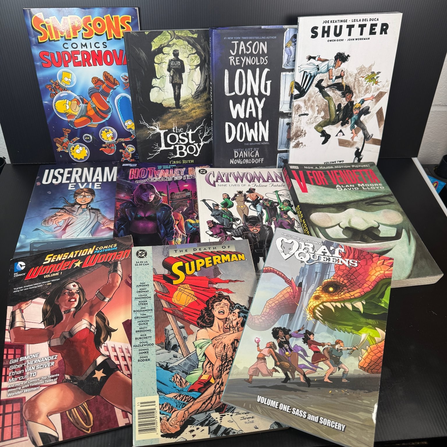 Lot of 11 Graphic Novels Simpsons Supernova, Catwoman, Hot Valley Days & More