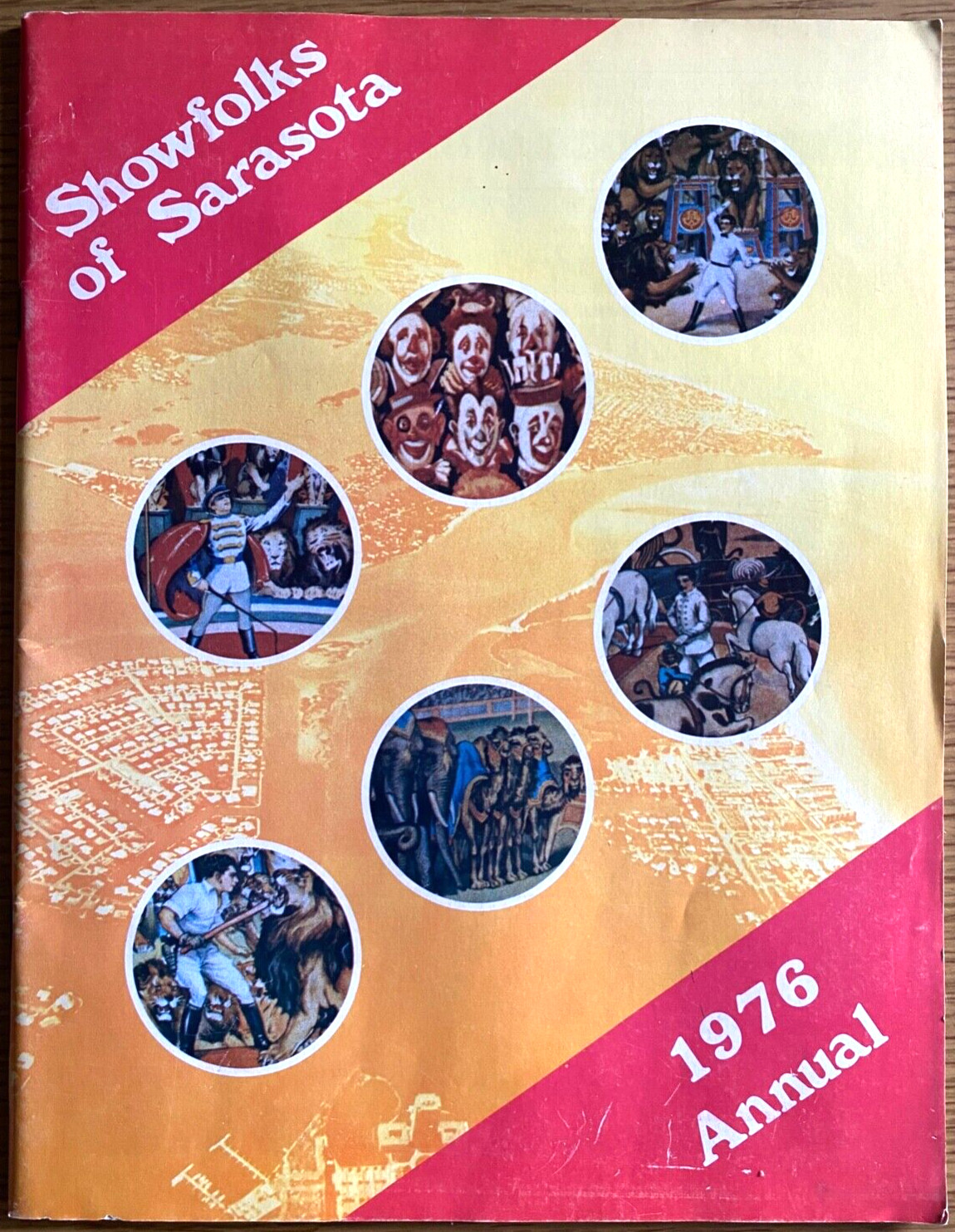 1976 CIRCUS: SHOWFOLKS OF SARASOTA FLORIDA vintage annual program CLOWNS TRAPEZE