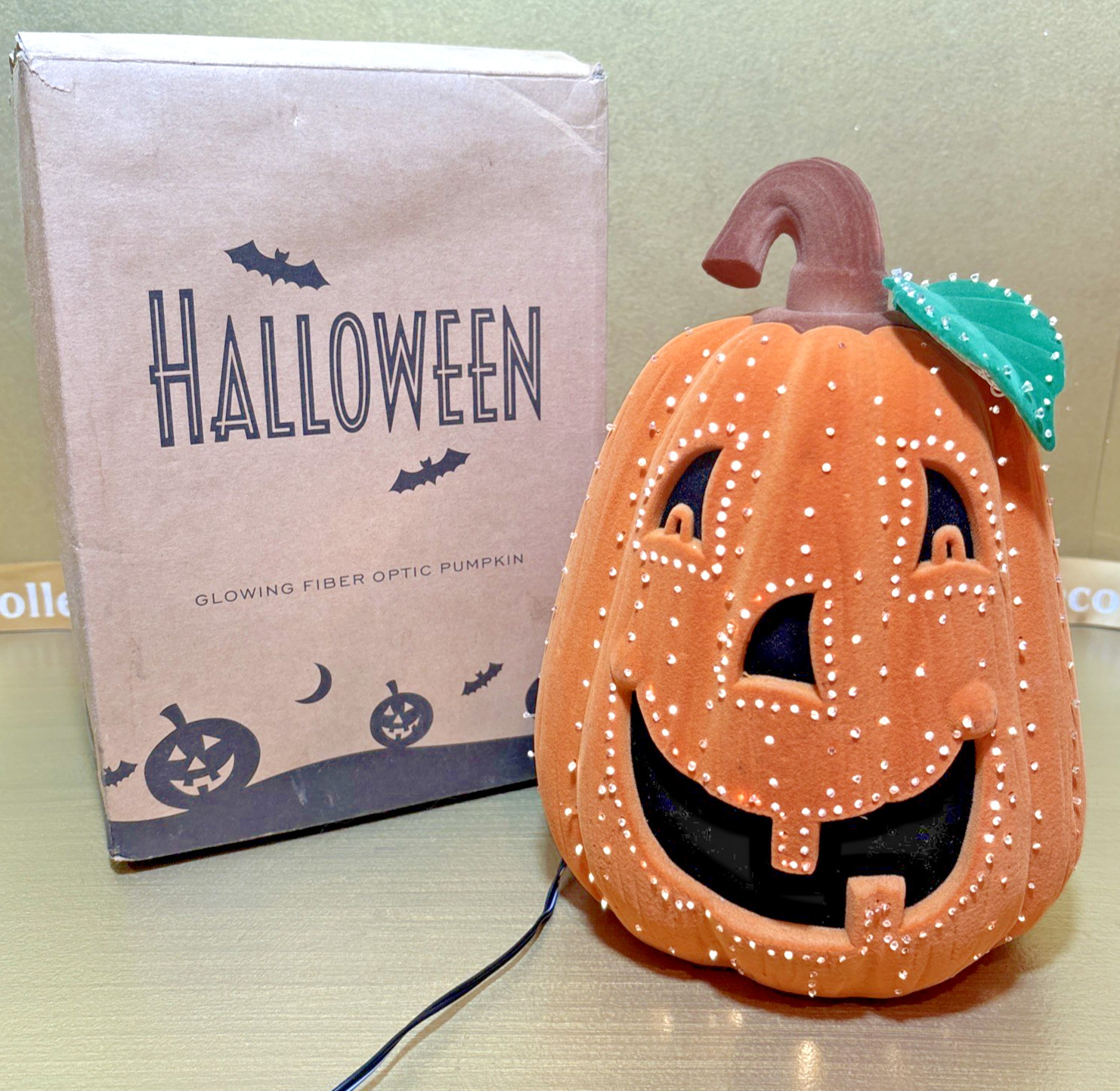Vintage 2002 Avon Glowing Fiber Optic Pumpkin Jack-O'-Lantern Color Changing 🎃