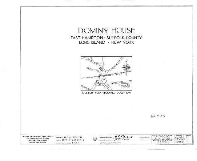 Photo:East Hampton NY Dominy House 1715 HABS sketch Long Island