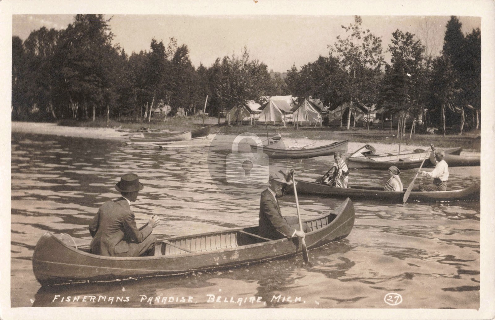 Fisherman's Paradise, Bellaire MI Michigan RPPC Photo Postcard COPY