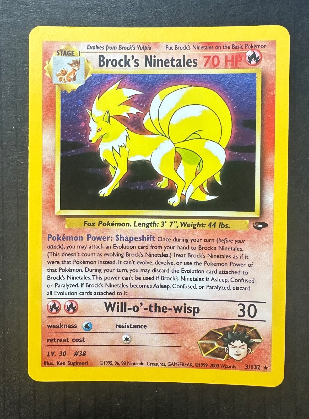 Brock’s Ninetales 3/132 Holo Rare Pokémon Gym Challenge Unlimited WOTC NM-/LP