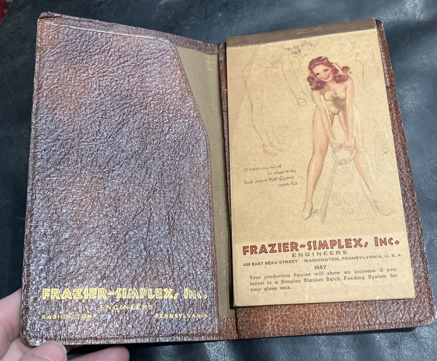 1947 Leather Frazier-Simplex Engineers, Vargus Style Pin-up Pocket Notebook
