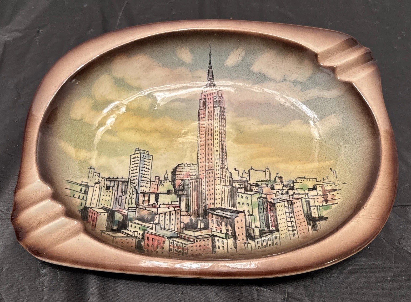 Vintage Rare 1960s Empire State  Building- NYC Porcelain Ashtray - Cityscape