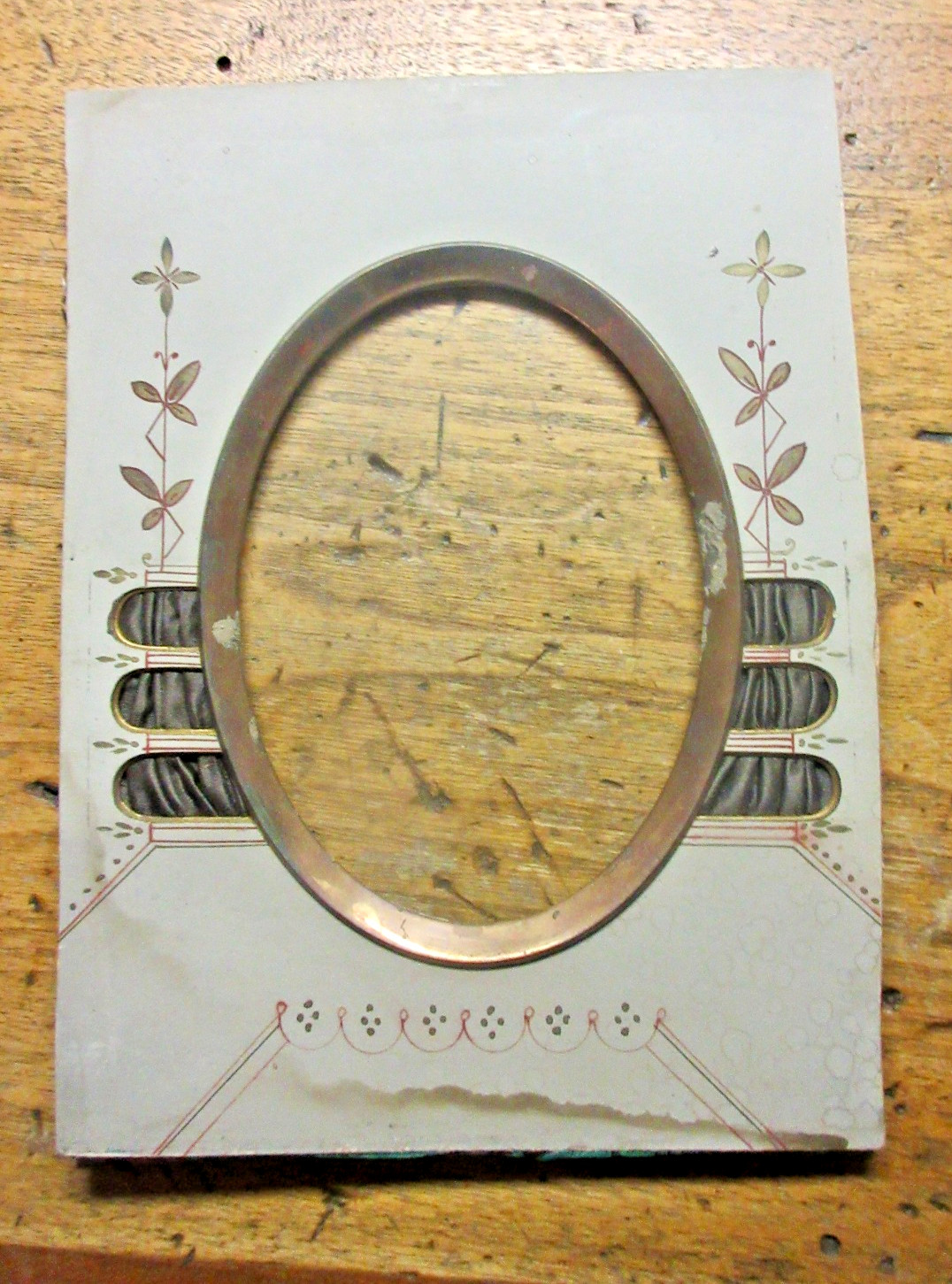 Pretty Victorian 1870 EASTLAKE Antique Portrait Frame FANCY MAT CLOTH INSERTS