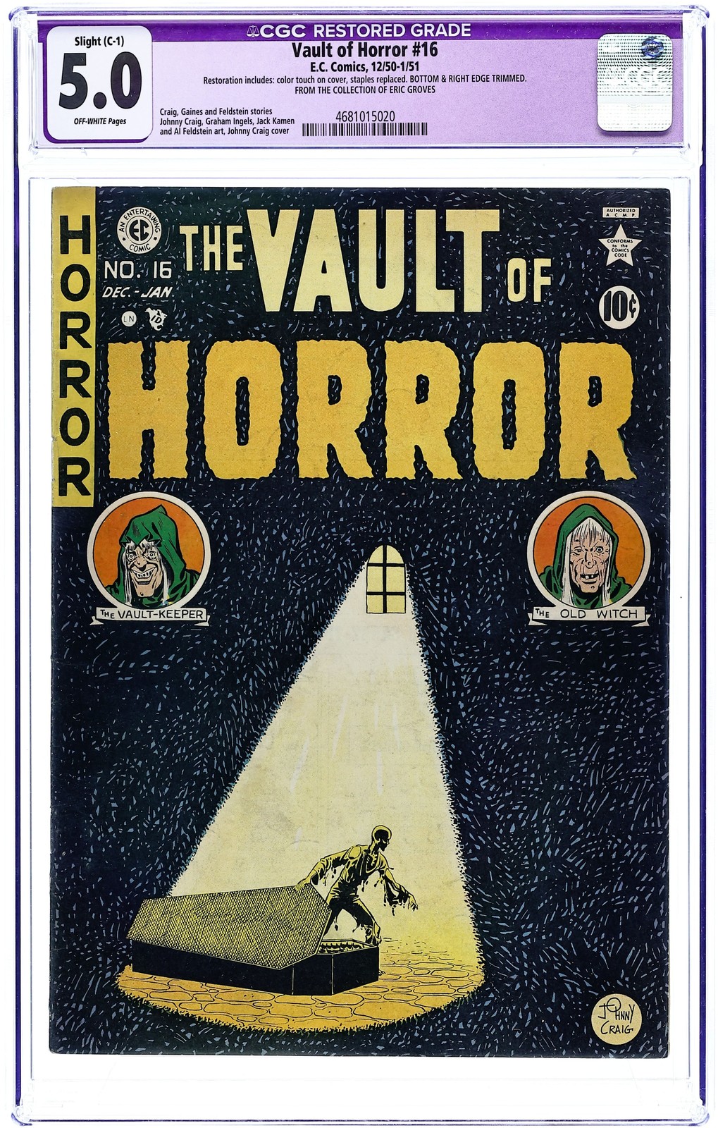 Vault of Horror #16 CGC 5.0 RESTORED 1950 4681015020