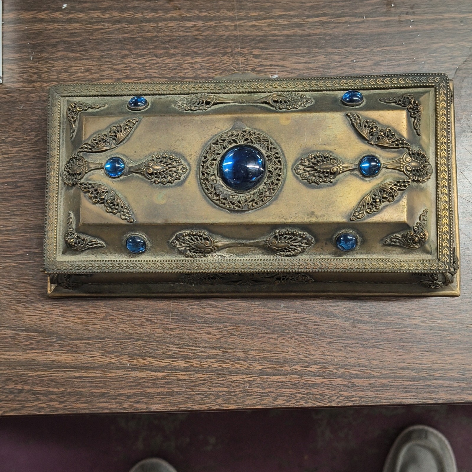  100 year old la tausca bronze art deco jewelry casket 