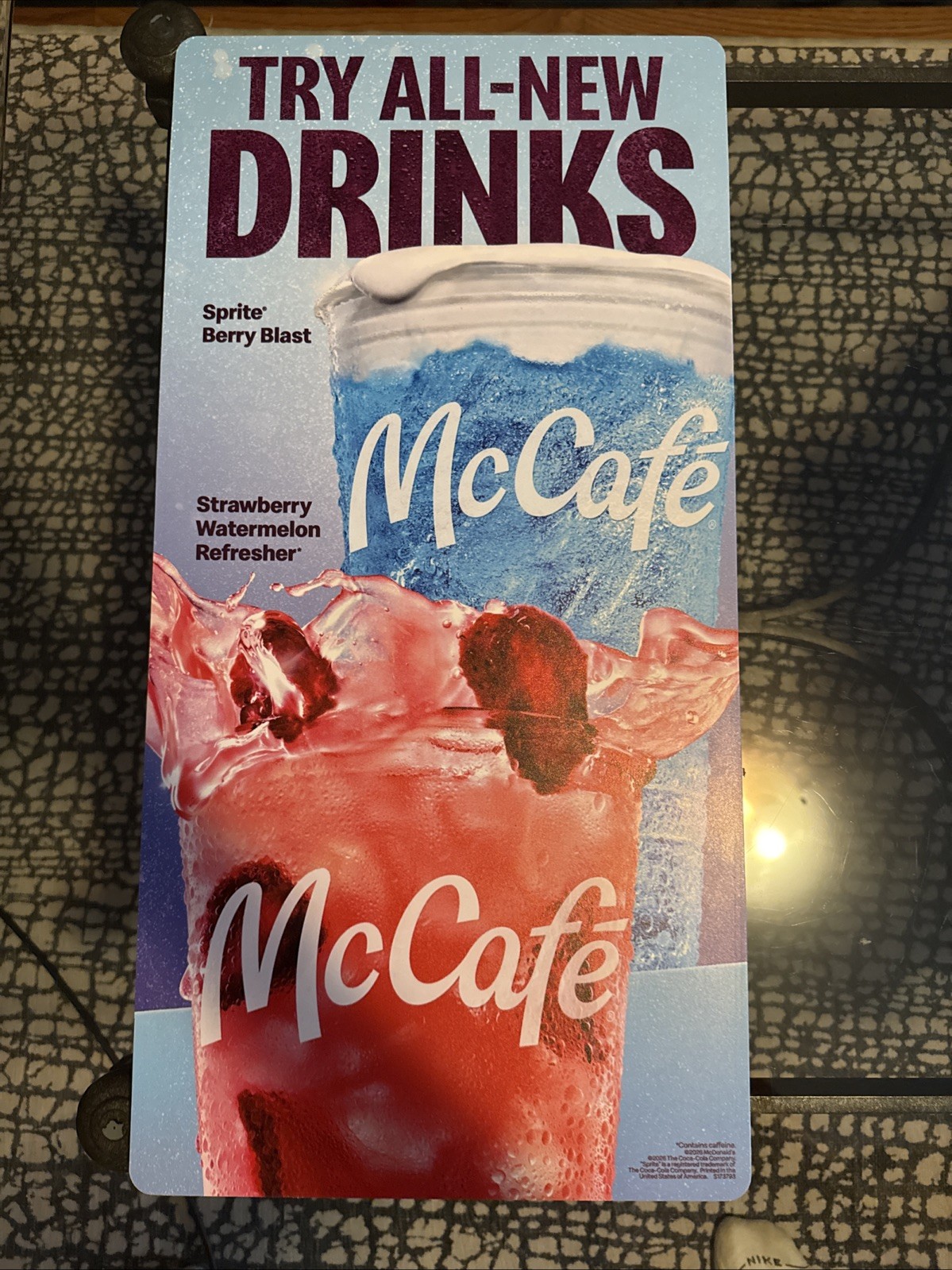 McDonald’s Sprite Berry Blast And Strawberry Watermelon Refresher Sign.