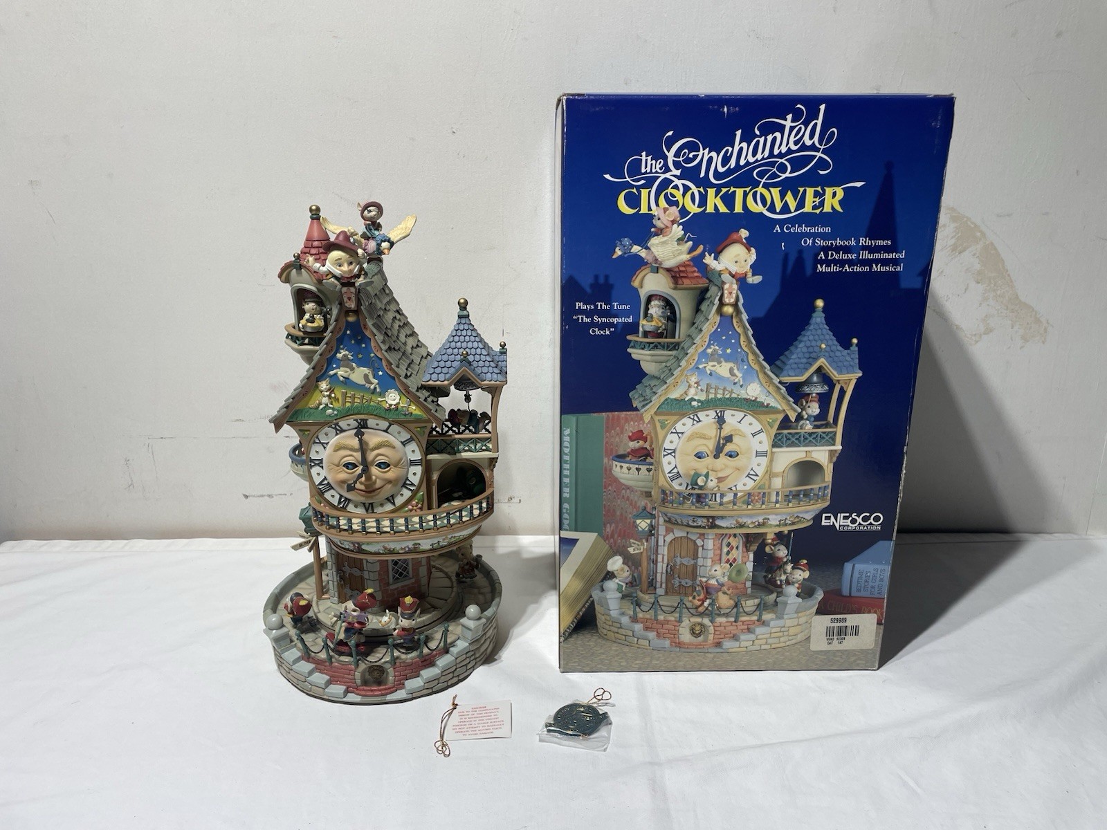 Enesco Enchanted Clocktower 529989 Musical 1993 Working w/ Original Box RARE