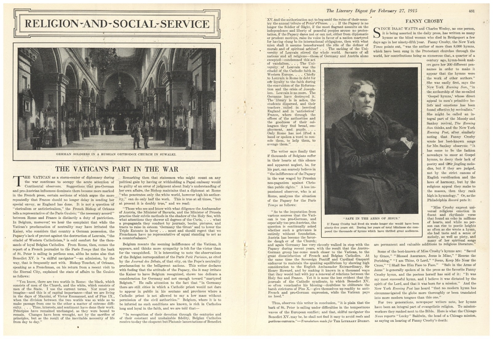 1915 Story & Pics: The Vatican\'s Part in World War One - Complete Story