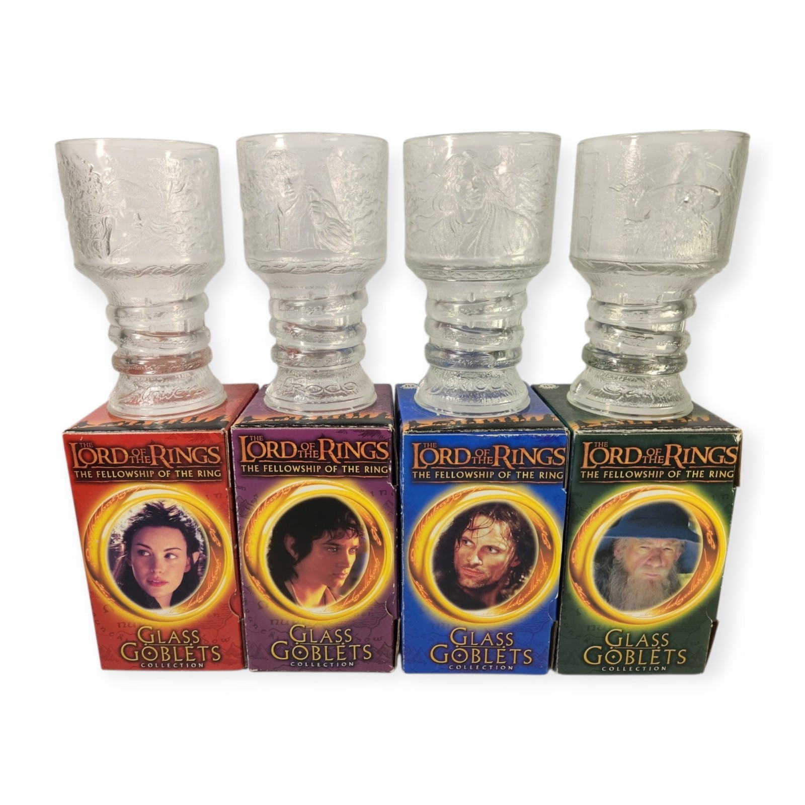 Set of 4 Vintage 2001 The Lord of The Rings Burger King Glass Goblets