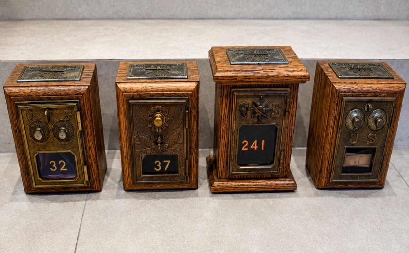 Antique U.S. Post Office Mailbox Doors Set of 4 – Vintage Postal Collectibles
