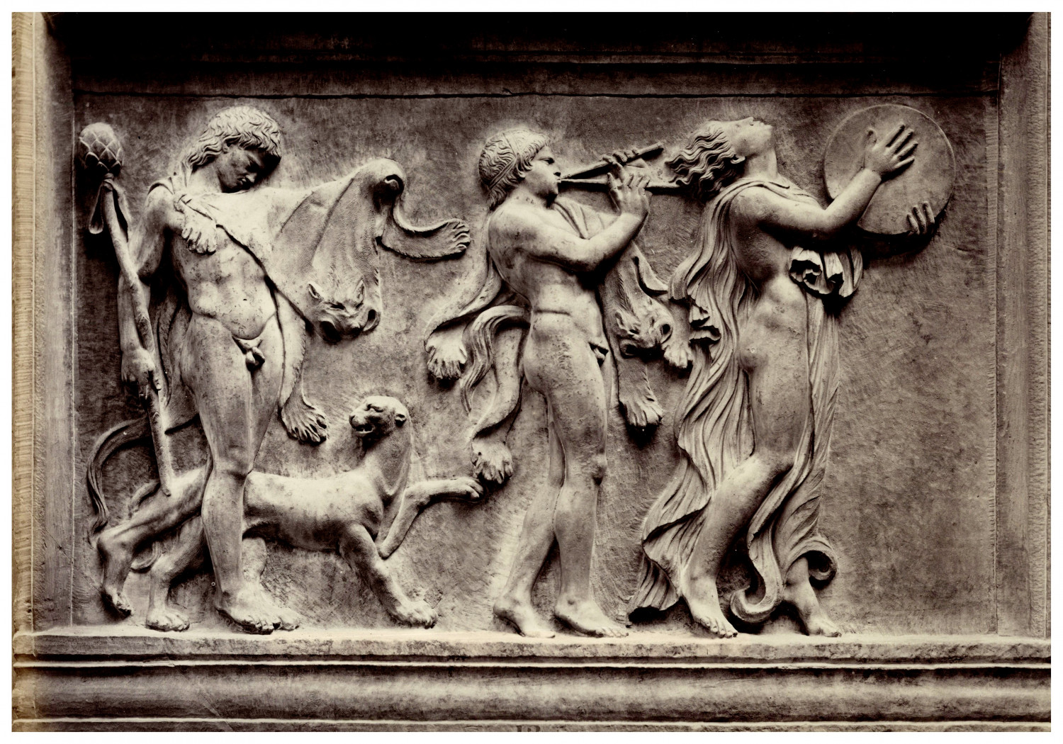 William Axon Mansell, British Museum, Roman Marble Bas-Relief of a Bacchanal wine