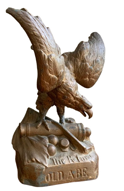 Antique 19C Old Abe Civil War Bald Eagle Statue Wisconsin Mascot RARE BrassMetal
