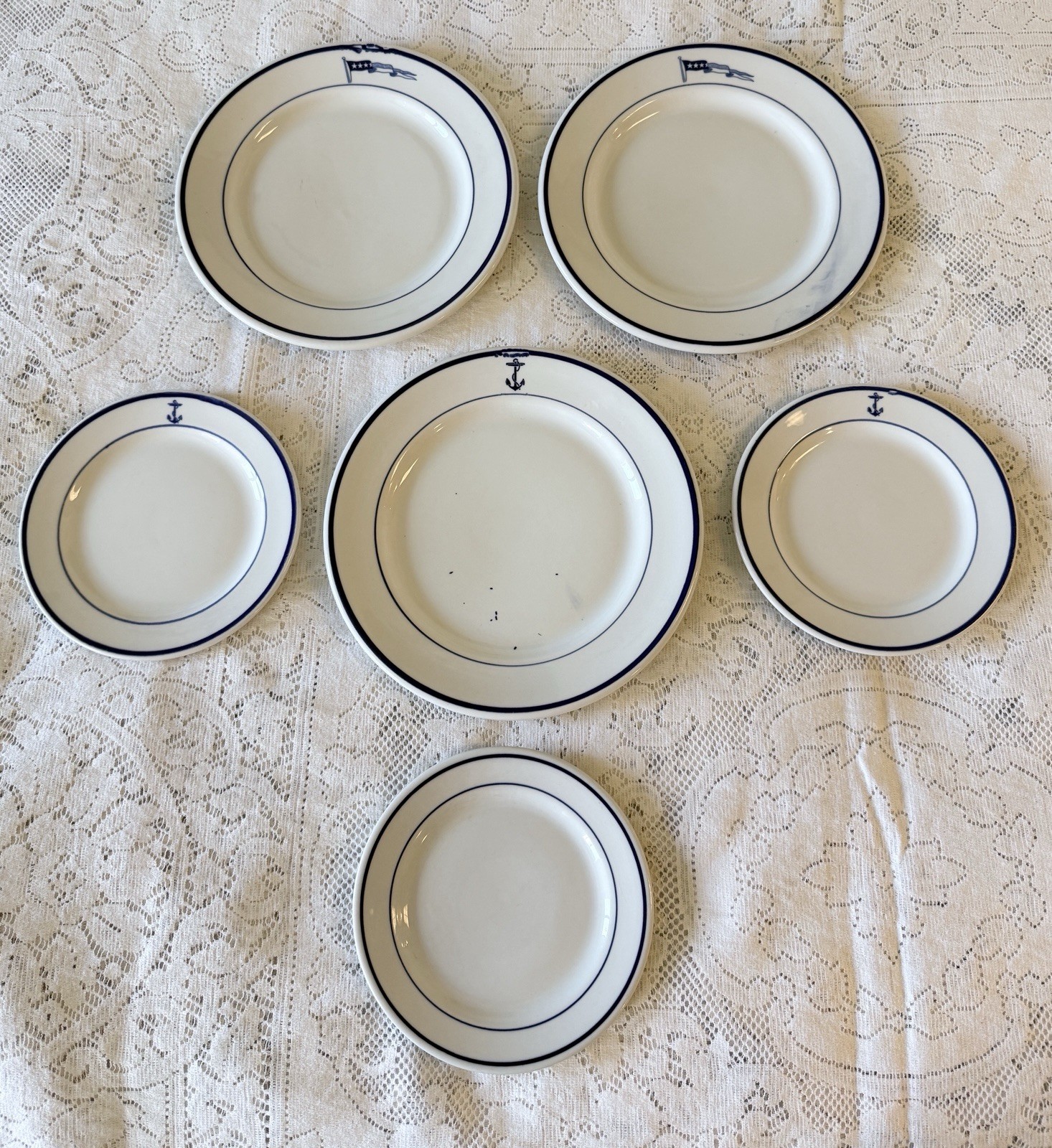 6pc WWII US Navy Plates Shenango China Captains & Wardroom Lot 1939 Plates