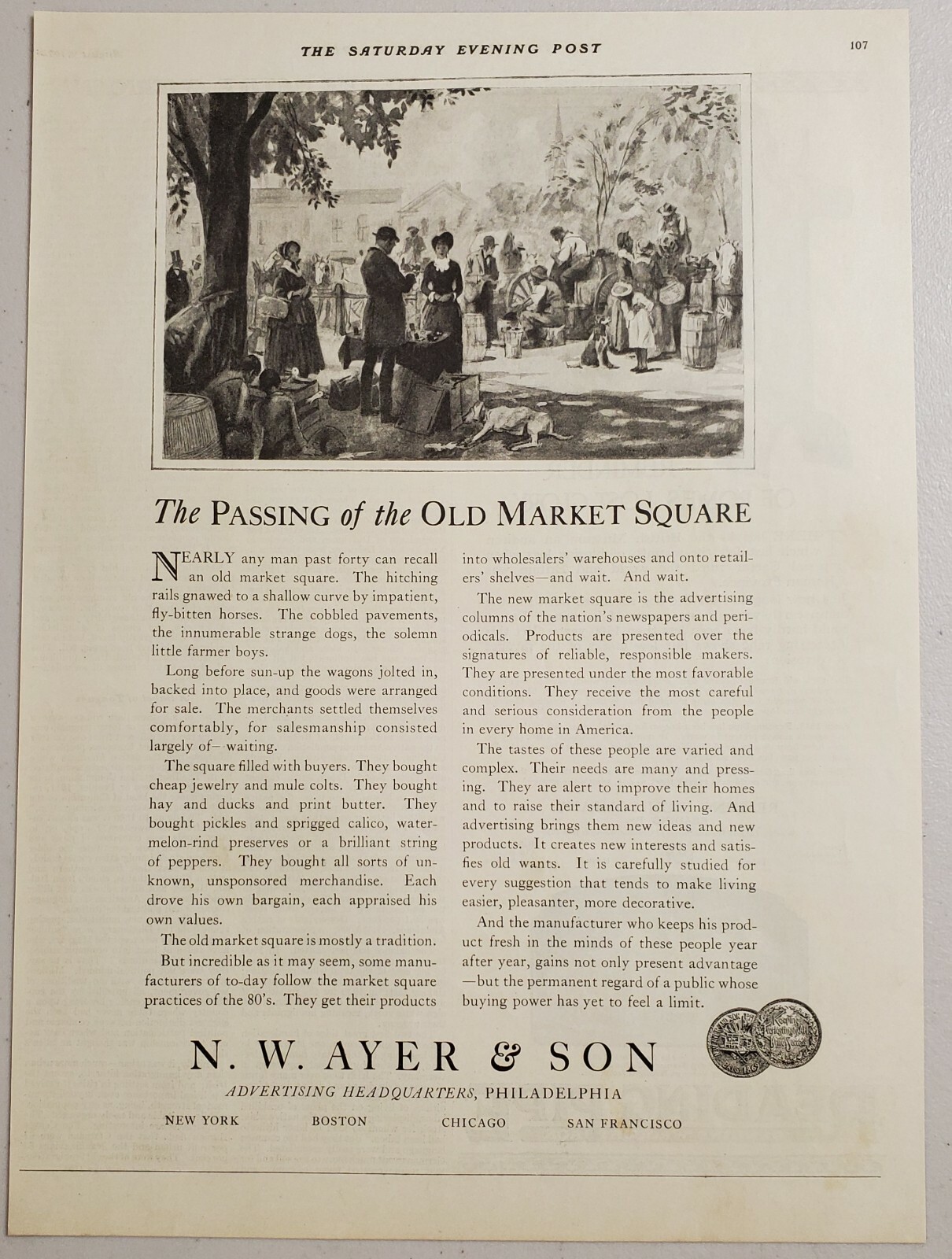 1924 Print Ad N.W. Ayer Advertising Philadelphia,PA Old Market Square