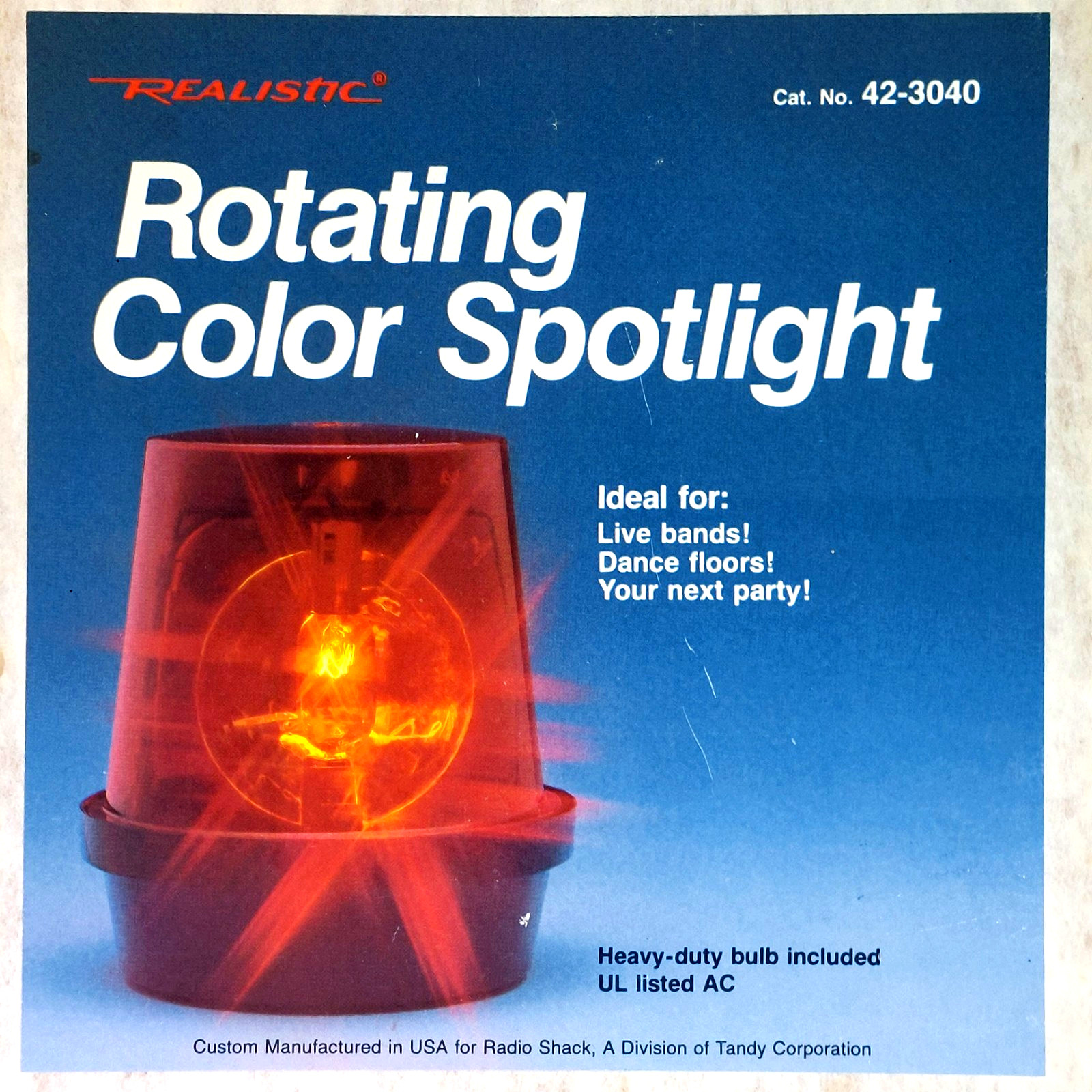 REALISTIC Rotating Red Color Spotlight In Box Radio Shack Plug In TANDY USA NOS