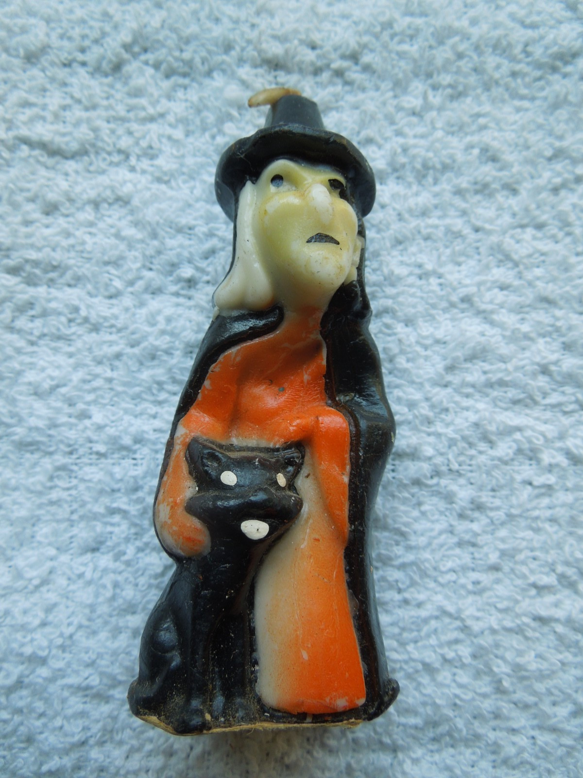 VINTAGE GURLEY WITCH WITH BLACK CAT 3 1/2