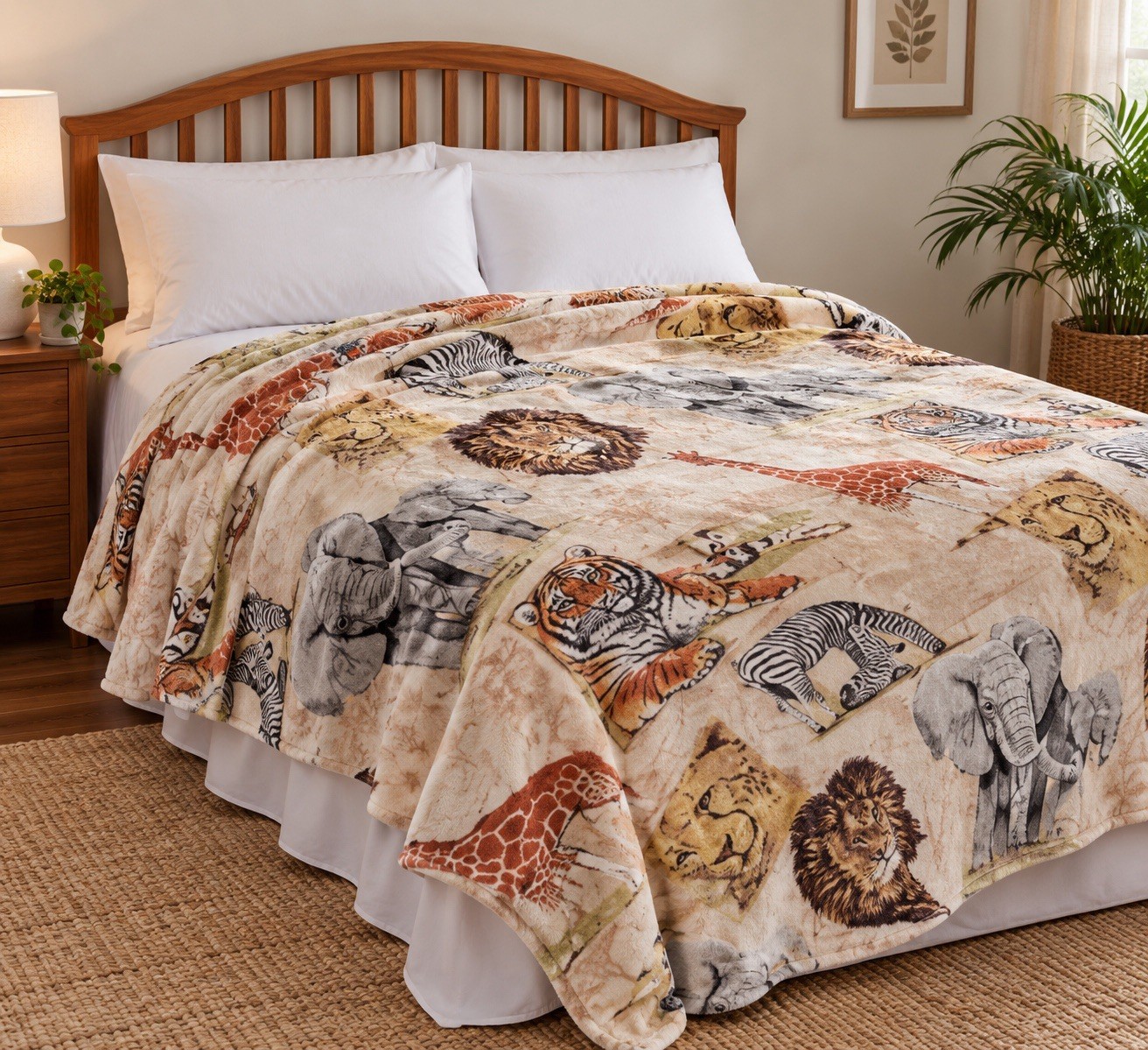 New Vintage Made In The USA Mainstay Safari Blanket Twin/ Full 72 