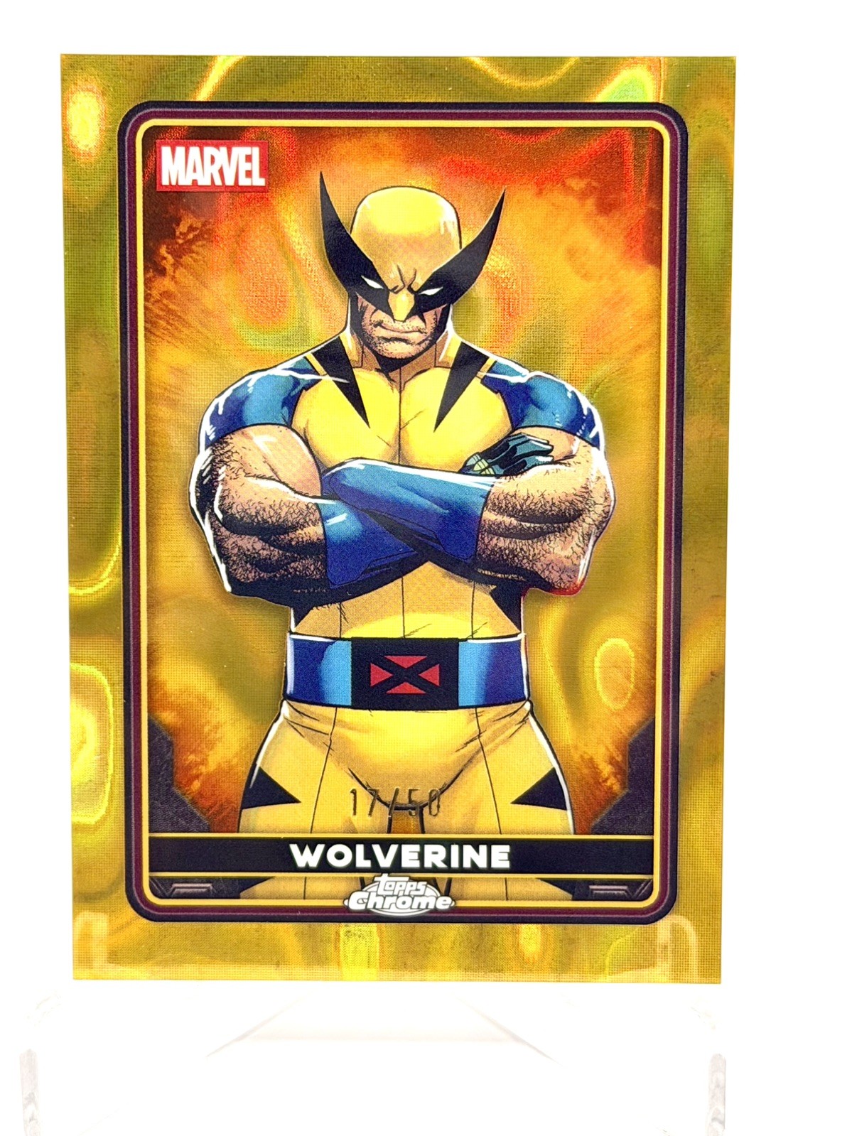 2025 Topps Chrome Deadpool #5 Wolverine Gold Lava #17/50 Color Match