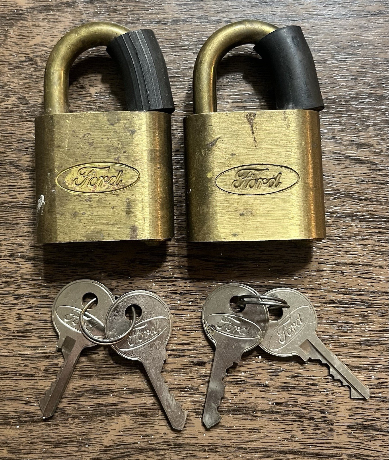 Two Vintage Ford Motor Company Padlocks With Keys