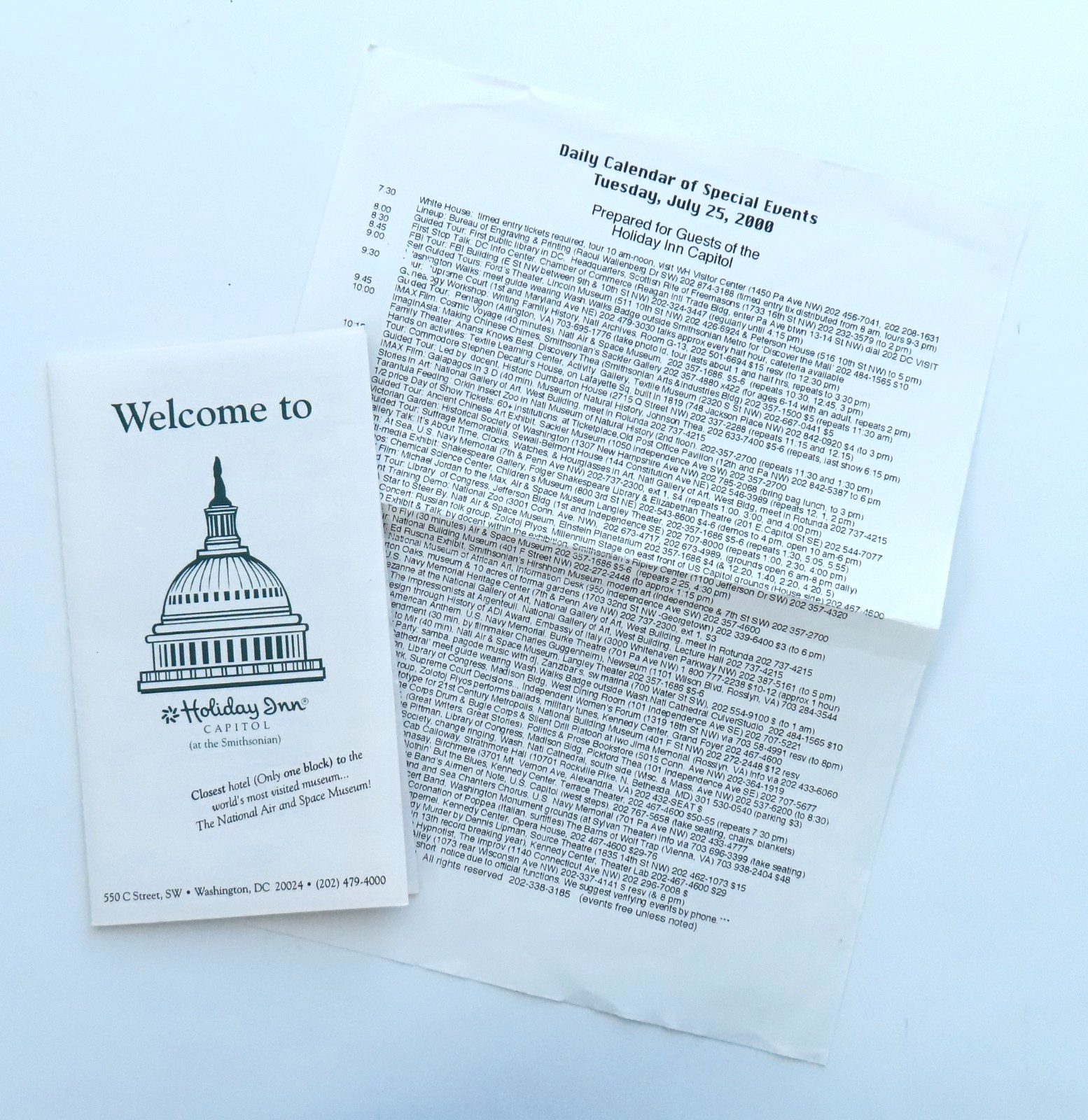 Holiday Inn Capital Hotel Lot Washington DC Vintage 2000 Travel Calendar Welcome