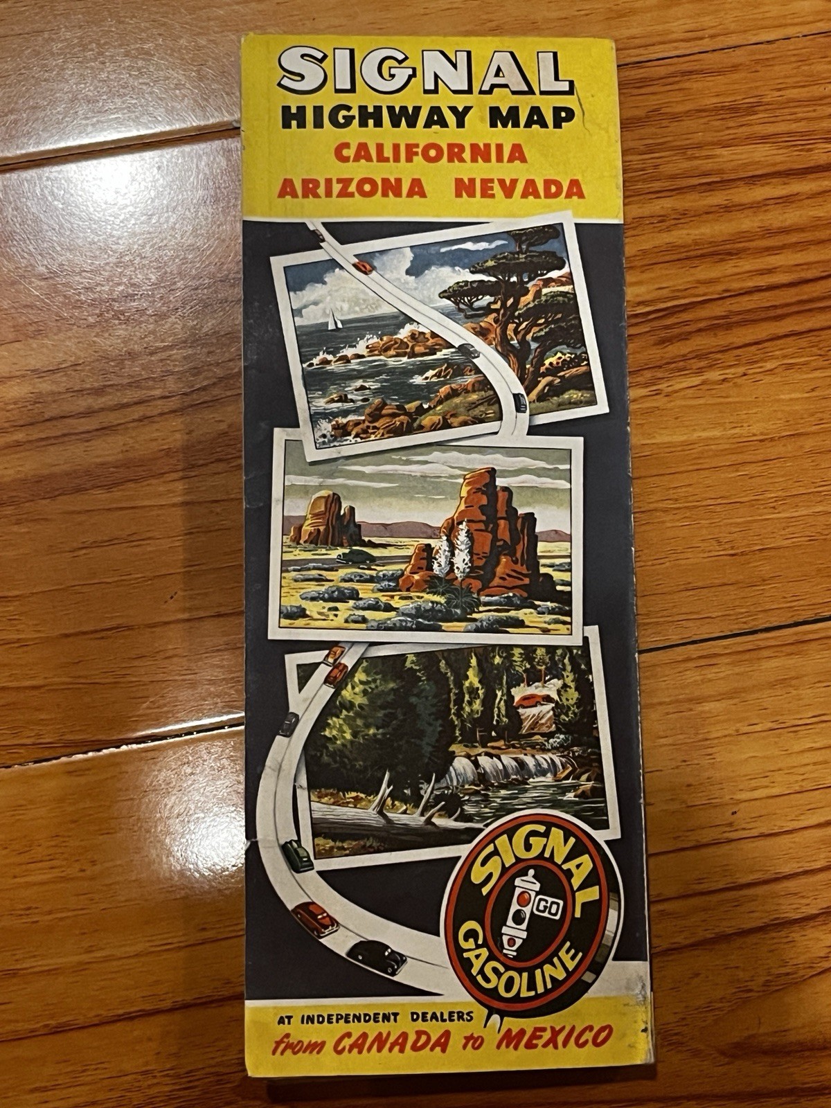 VTG Rare 1949 Signal Gasoline Highway Map California Arizona Nevada Petroliana