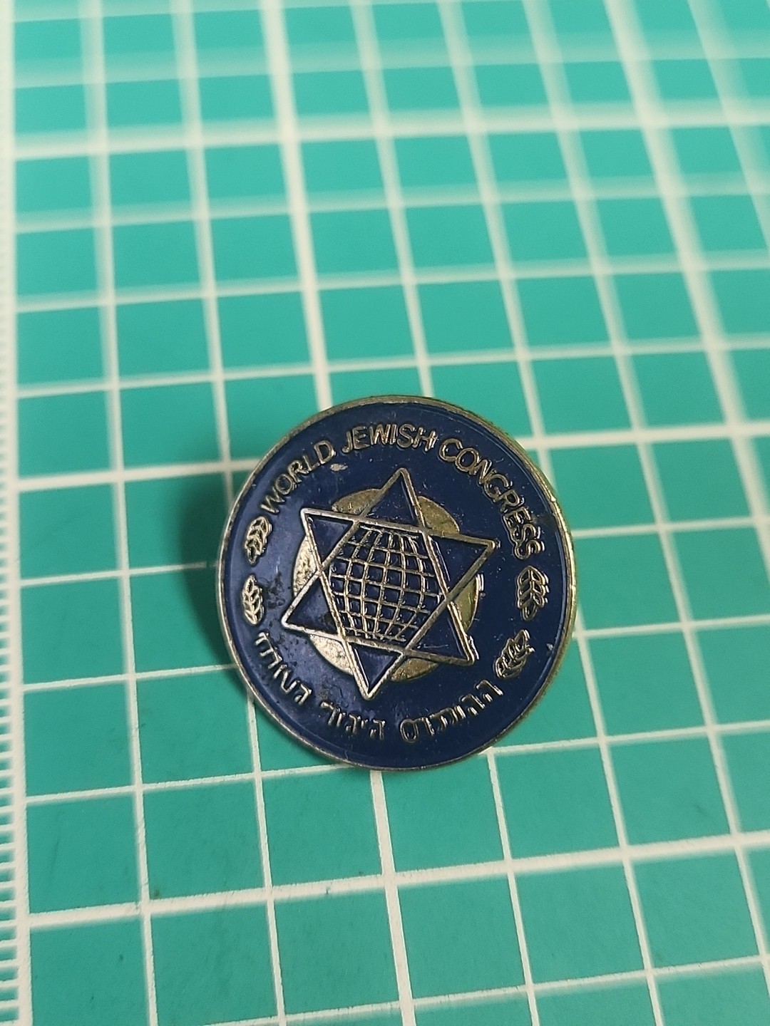 Vtg World Jewish Congress Gold Tone Lapel Pin