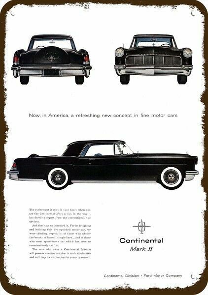 1956 LINCOLN CONTINENTAL MARK II Car Vintage-Look DECORATIVE REPLICA METAL SIGN